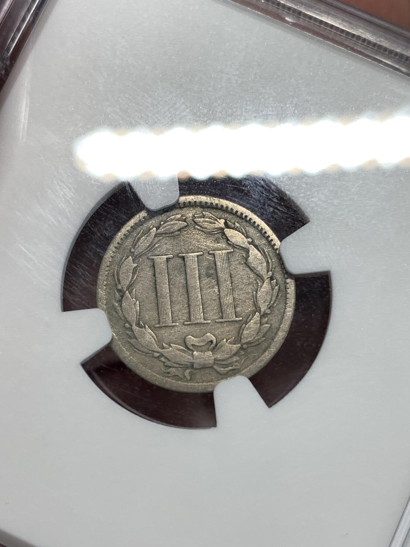 《竞宝斋》第292场- 周日，周一  2场连拍 （全场包邮） NGC VFD 1868年3美分 非常少见品种 ngc评级真假无忧 凑套必备