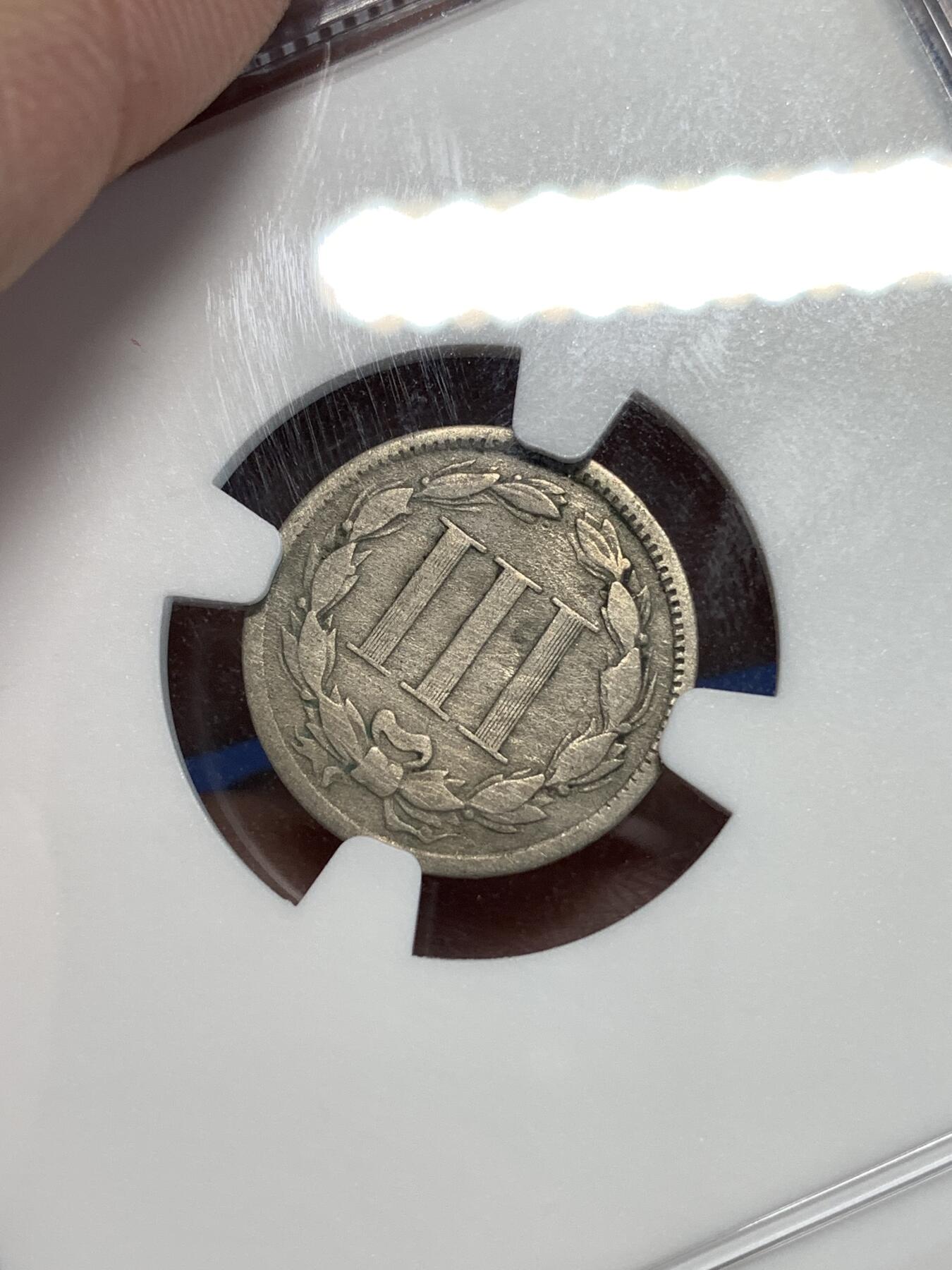 《竞宝斋》第292场- 周日，周一  2场连拍 （全场包邮） NGC VFD 1868年3美分 非常少见品种 ngc评级真假无忧 凑套必备