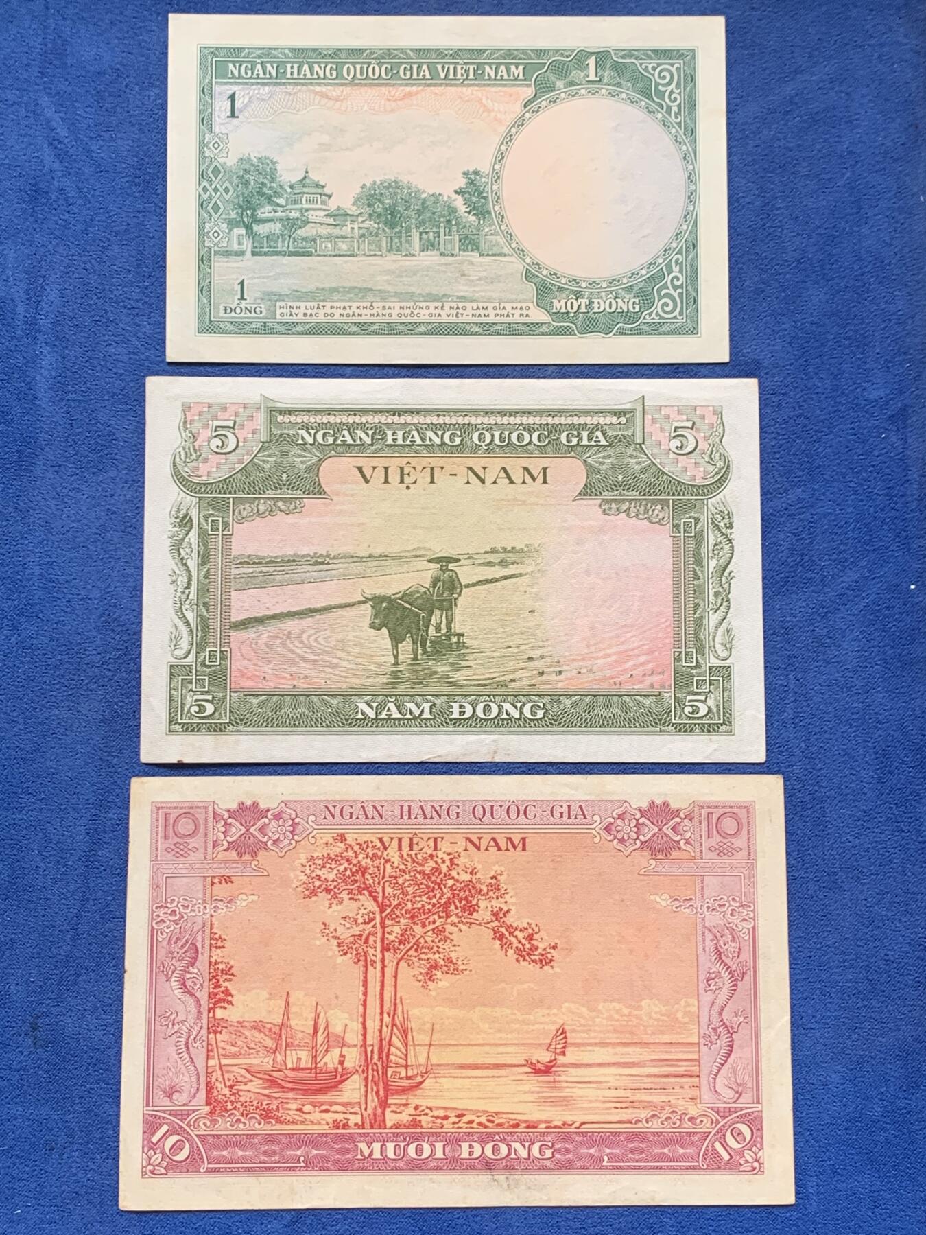 《竞宝斋》第292场- 周日，周一  2场连拍 （全场包邮） 3张一组  南越共和国发行的第一套纸币