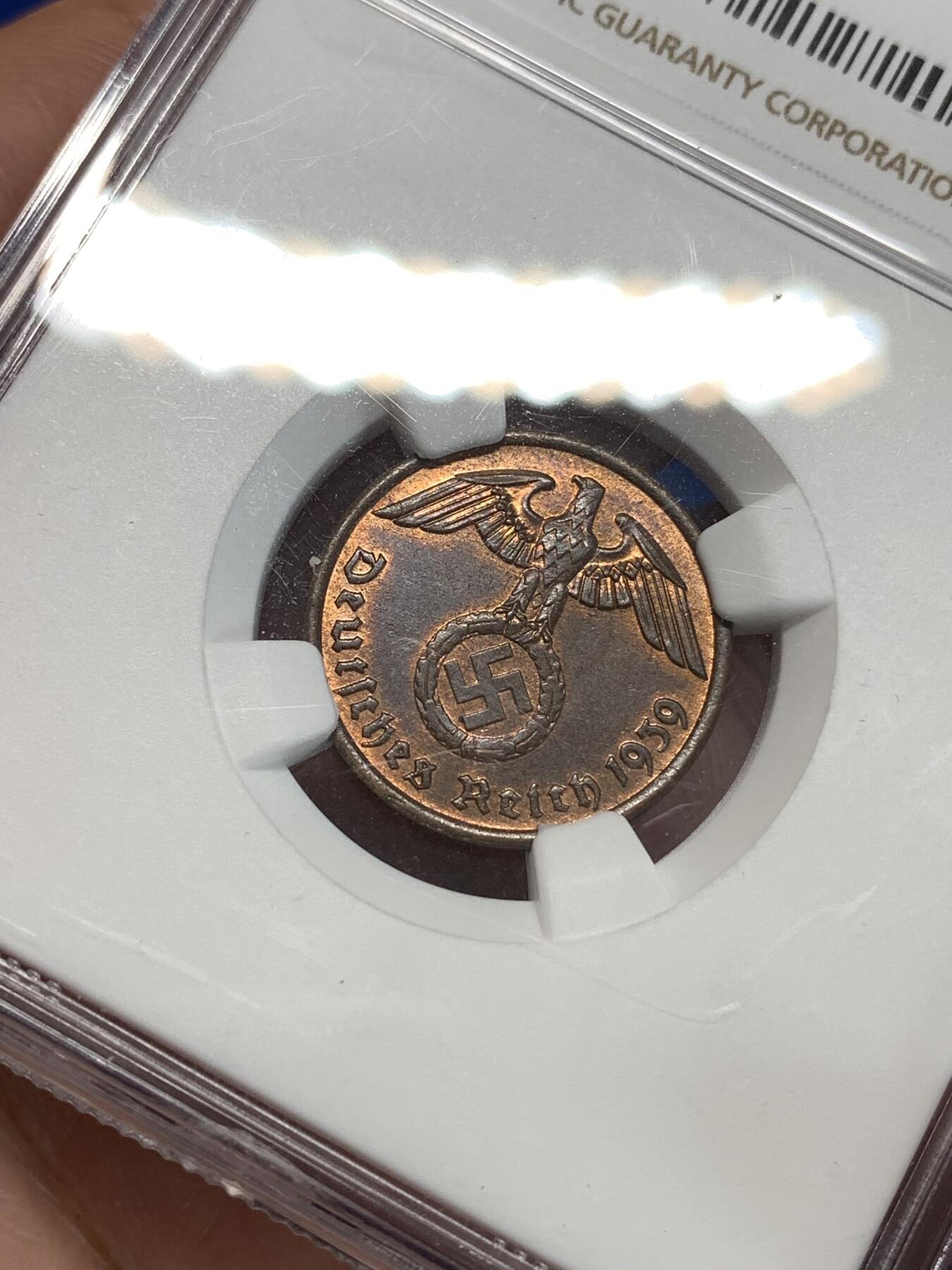 《竞宝斋》第292场- 周日，周一  2场连拍 （全场包邮） NGC MS63BN 1939年A厂标德国2芬尼