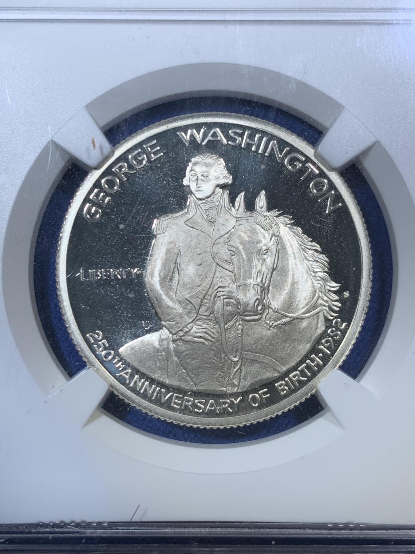 《竞宝斋》第292场- 周日，周一  2场连拍 （全场包邮） NGC PF69UC 美国1982年华盛顿半美元精制纪念银币 PROOF精制币 币面清爽干净又漂亮 打制精美 状态极佳