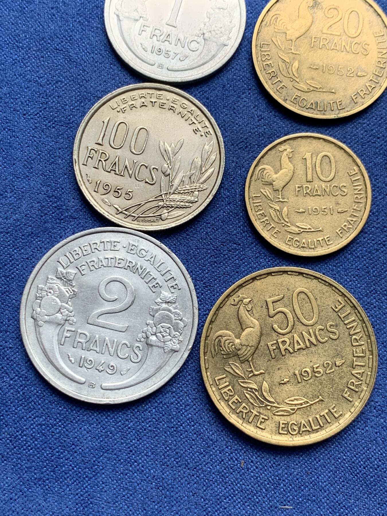 《竞宝斋》第292场- 周日，周一  2场连拍 （全场包邮） 法国 6枚装 早期硬币