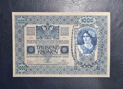 收藏联盟Quantum Auction 第364期拍卖  - 奥匈帝国加盖奥地利1902年1000克朗 品相UNC- 