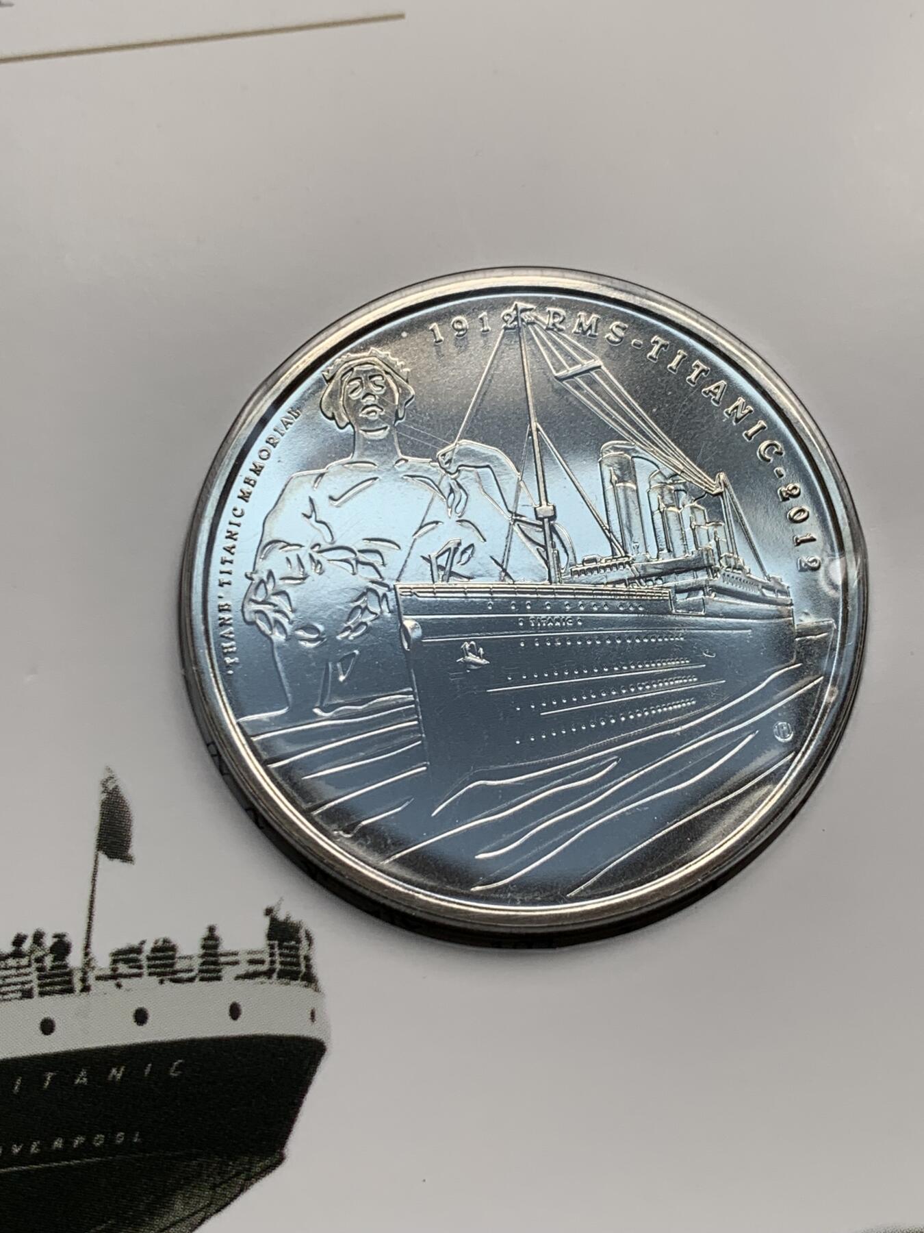 《竞宝斋》第292场- 周日，周一  2场连拍 （全场包邮） 英国皇家造币厂2012泰坦尼克号5英镑纪念币