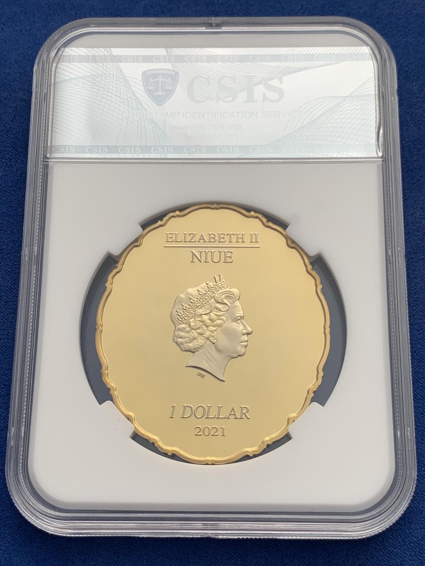 《竞宝斋》第292场- 周日，周一  2场连拍 （全场包邮） CSIS信泰评级 PF70UC 纽埃2021抱貂的女人精制银铜币 拼图彩色绝美品 盒证齐全