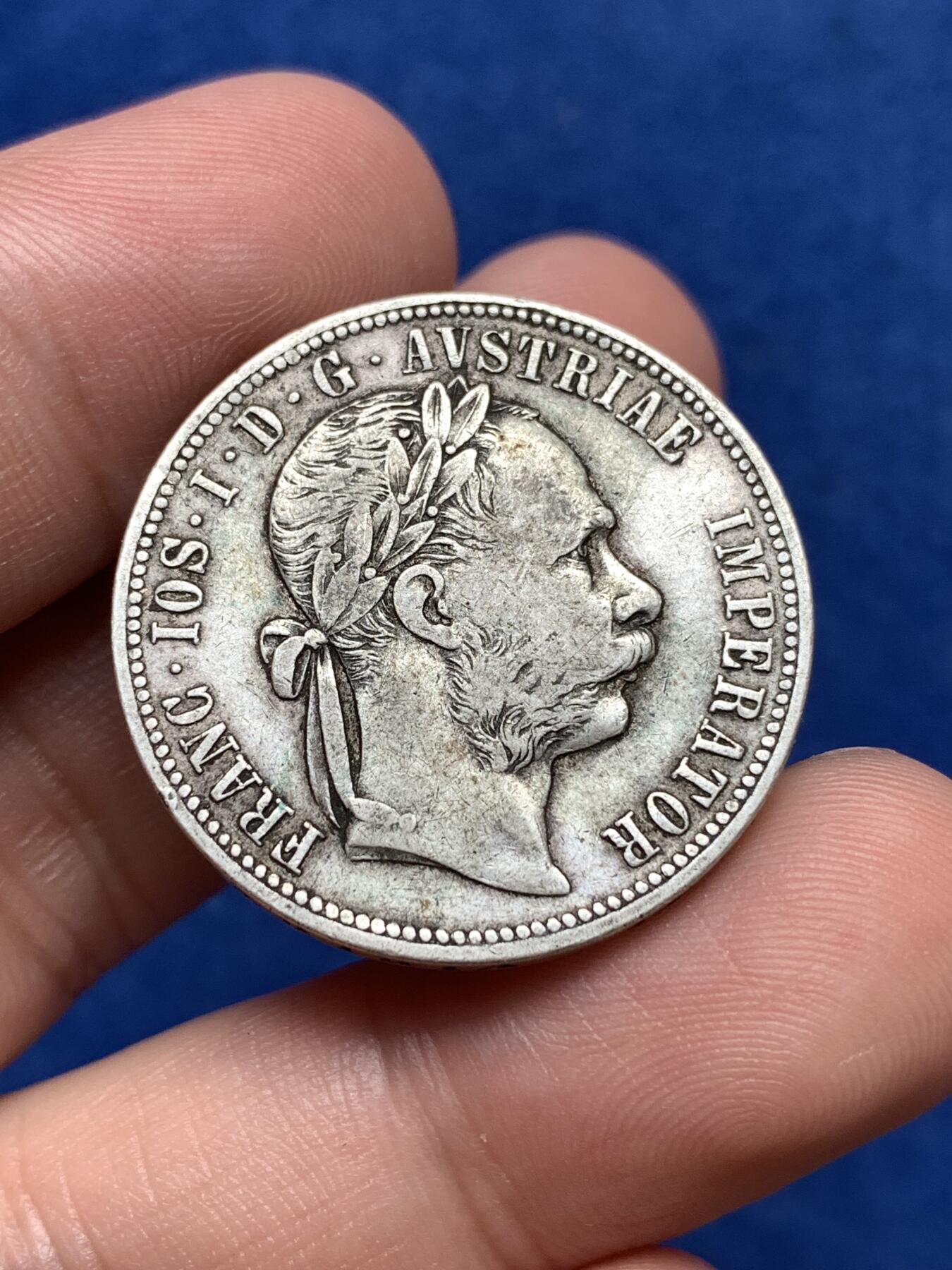 《竞宝斋》第292场- 周日，周一  2场连拍 （全场包邮） 奥匈1880年1福林银币 茜茜公主老公 弗朗茨中年版