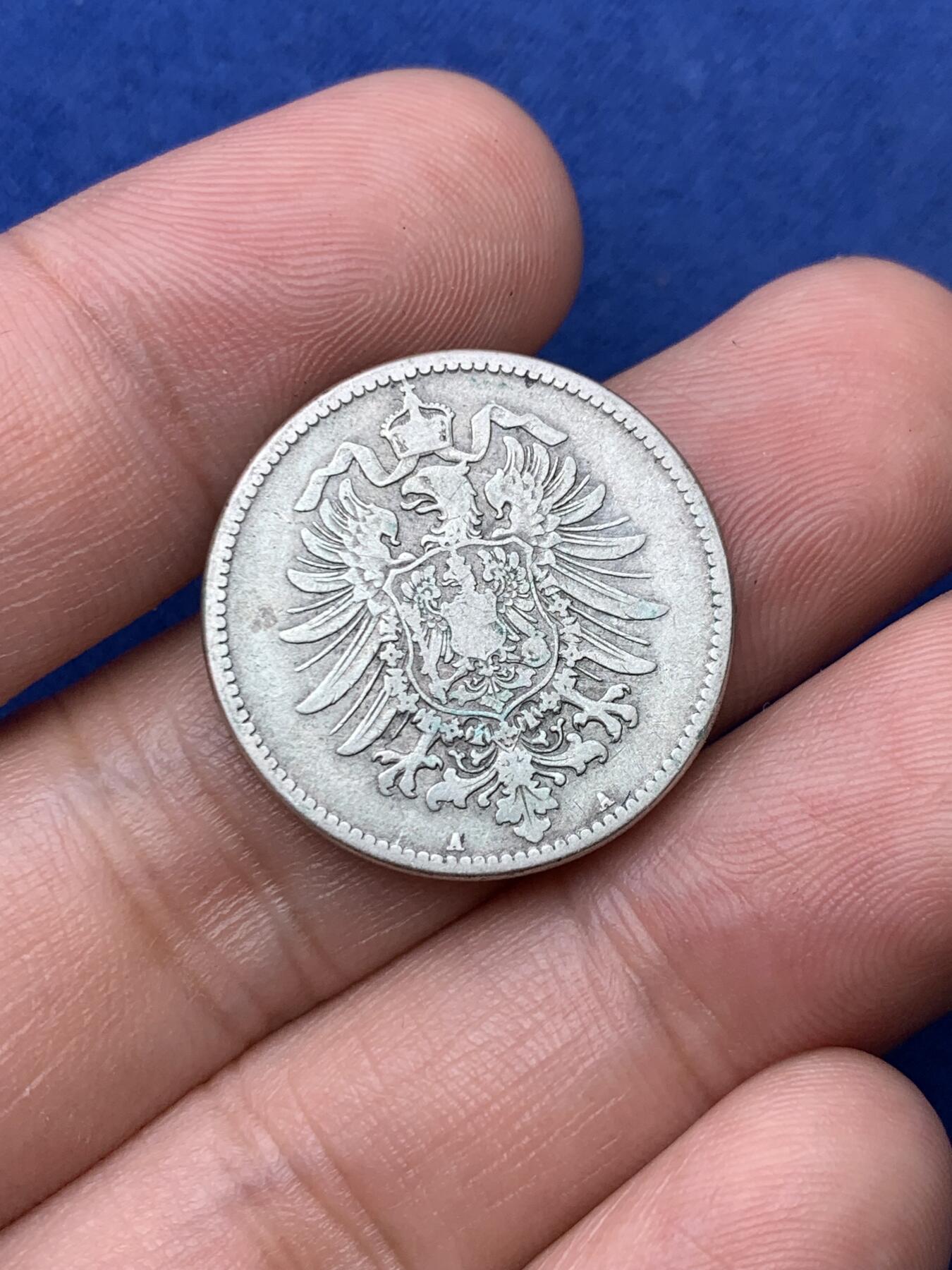 《竞宝斋》第292场- 周日，周一  2场连拍 （全场包邮） 德国1892+1875 帝国马克长翅短翅一对 ，早期长翅也难得