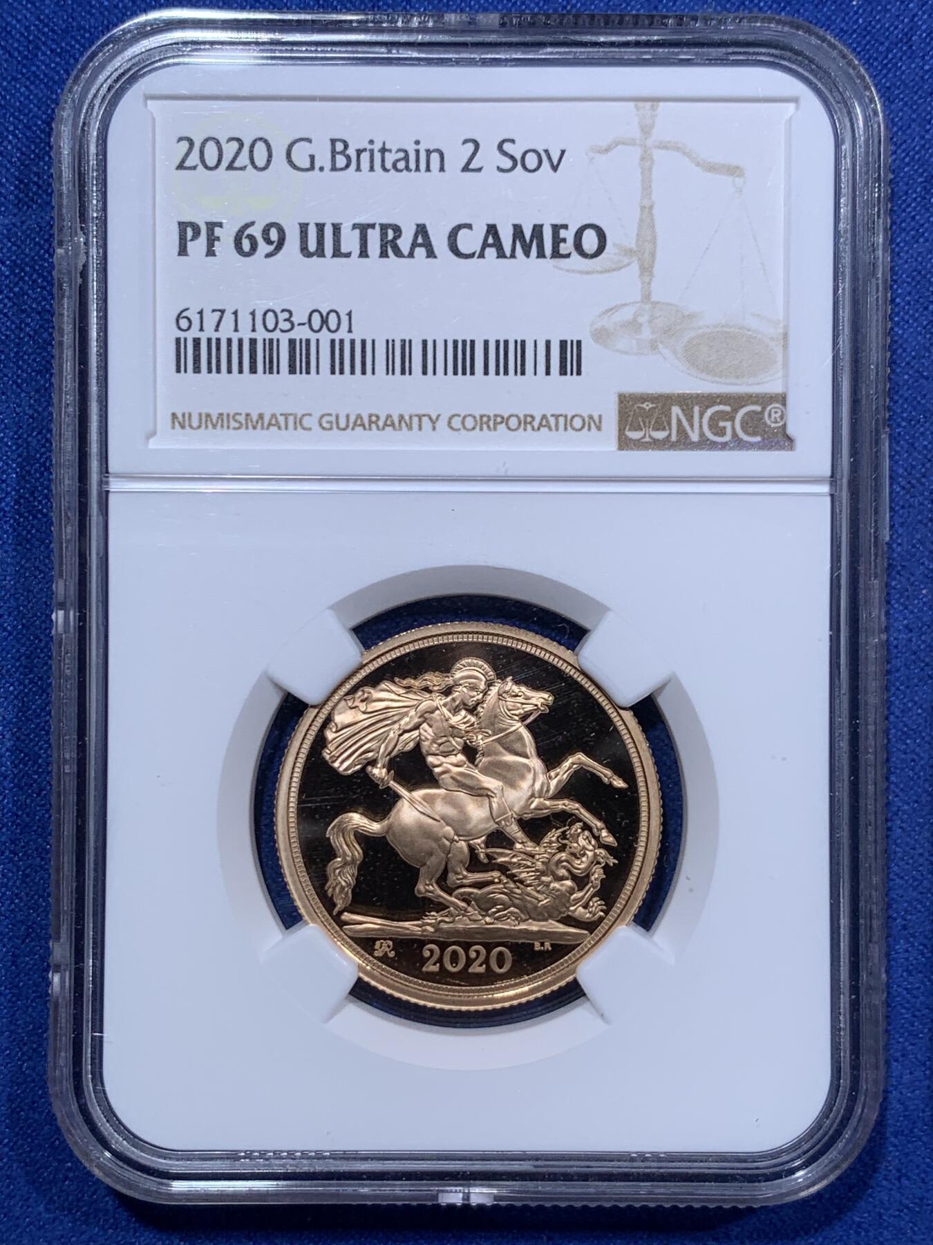 《竞宝斋》第292场- 周日，周一  2场连拍 （全场包邮） NGC PF69-70UC 英国 2020年 乔治三世200周年纪念索维林金币（4枚马剑金币套装总重30克，带钢琴漆木质原盒，限量600套，金价高企错过可惜！）