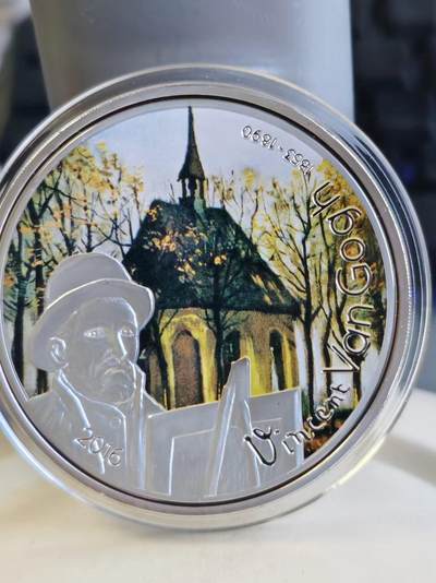 第193期拍卖 - 加蓬2016年画家梵高作品集彩色镀银纪念币,直径50毫米