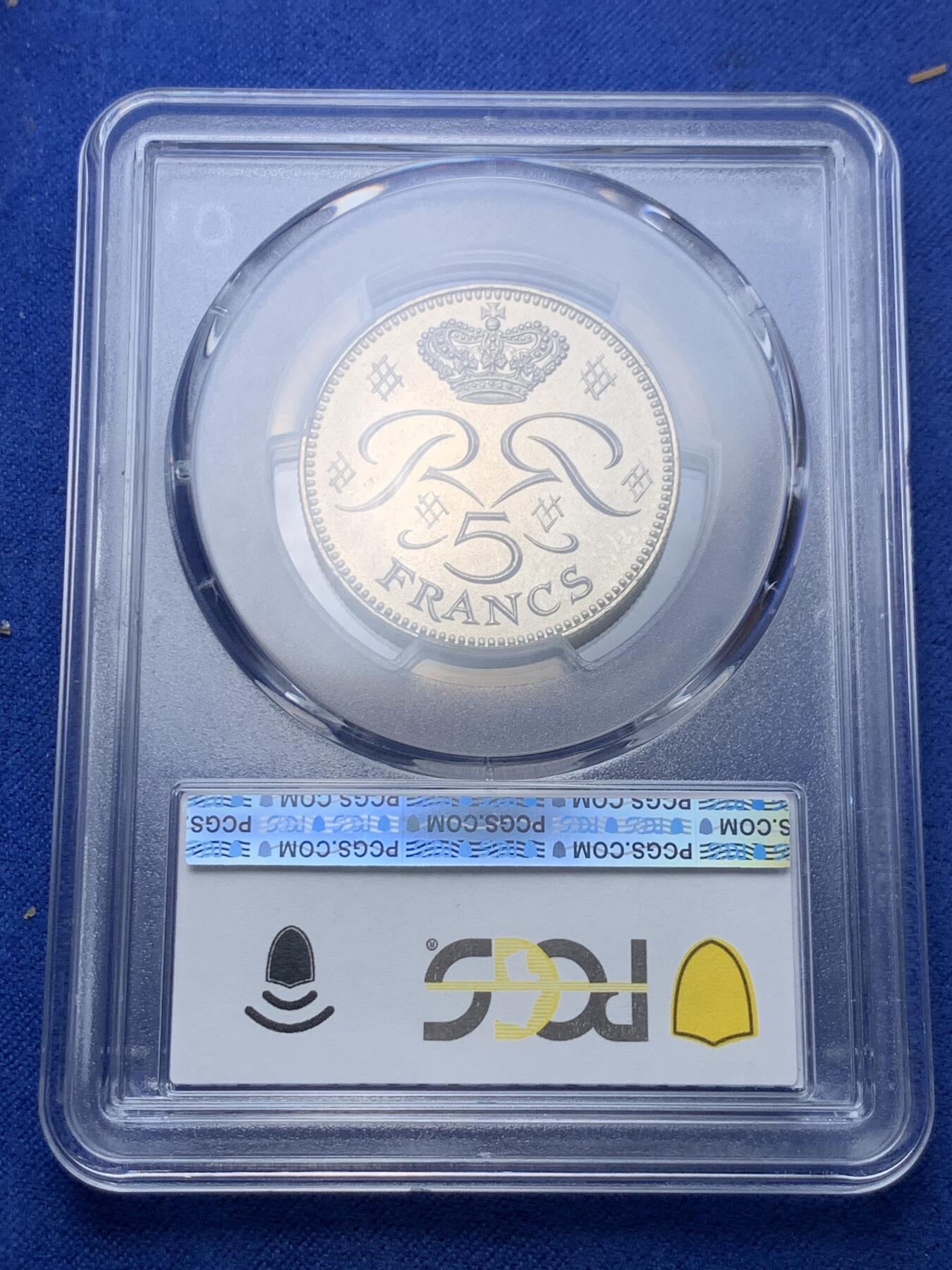 《竞宝斋》第292场- 周日，周一  2场连拍 （全场包邮） PCGS MS67 摩纳哥1977年5法郎 发行量仅78.2万的流通币，唯一的高分，冠军分，品相难得