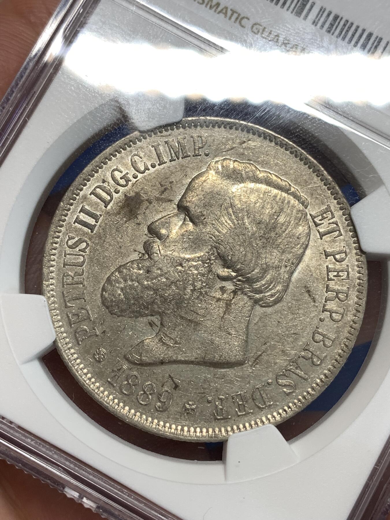 《竞宝斋》第292场- 周日，周一  2场连拍 （全场包邮） NGC AU58 巴西1889年2000R大银币