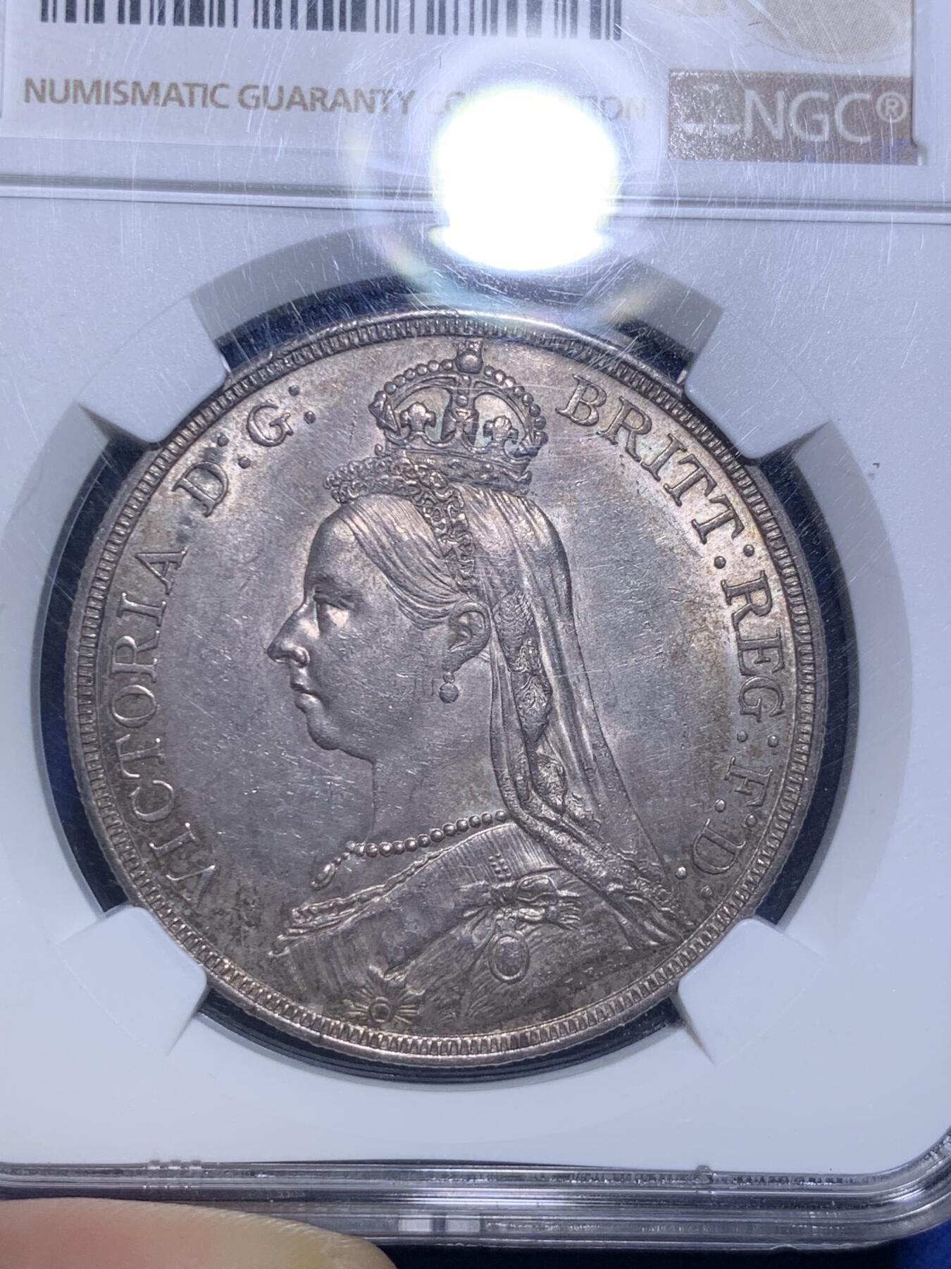 《竞宝斋》第292场- 周日，周一  2场连拍 （全场包邮） NGC MS61 英国1887维多利亚马剑银币 状态不错 感觉低评