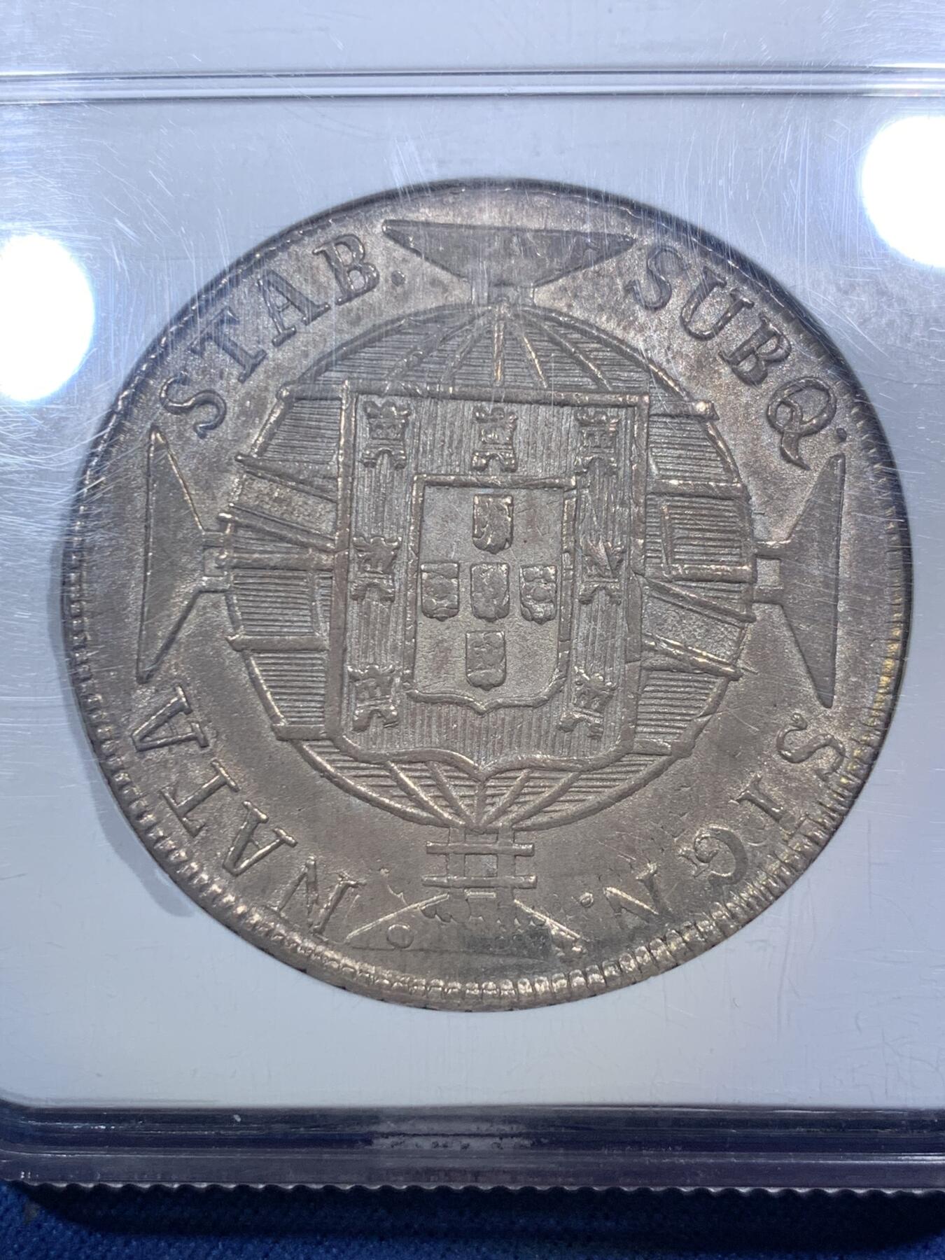 《竞宝斋》第292场- 周日，周一  2场连拍 （全场包邮） NGC MS62 葡属巴西1820年960瑞斯大银币 老盒老味道，打制清晰，币面清爽，不可多得