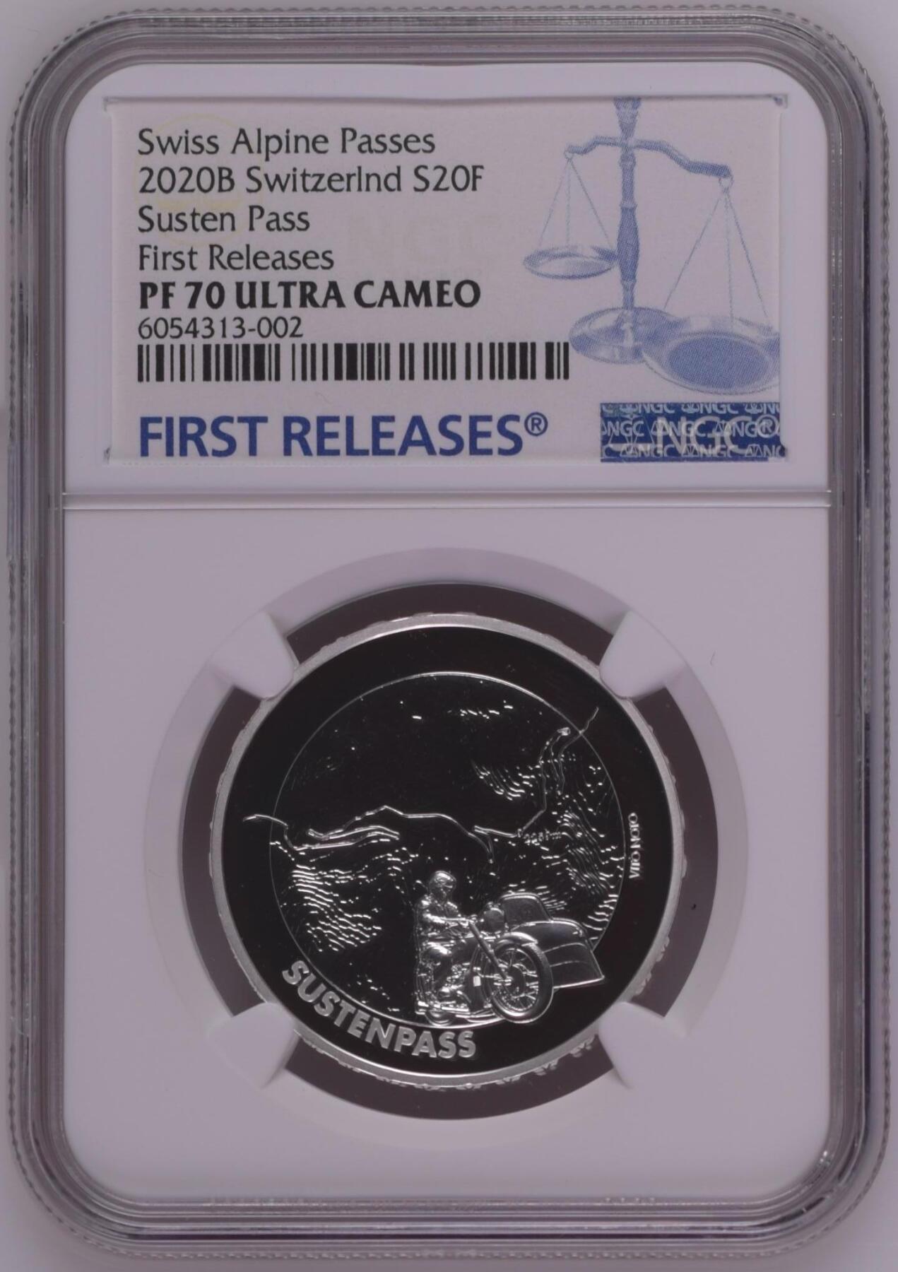长老汇龙年精选第十四场拍卖 2020B Switzerlnd Susten Pass First Releases Swiss Alpine Passes，盒证全，NGC PF70UC
