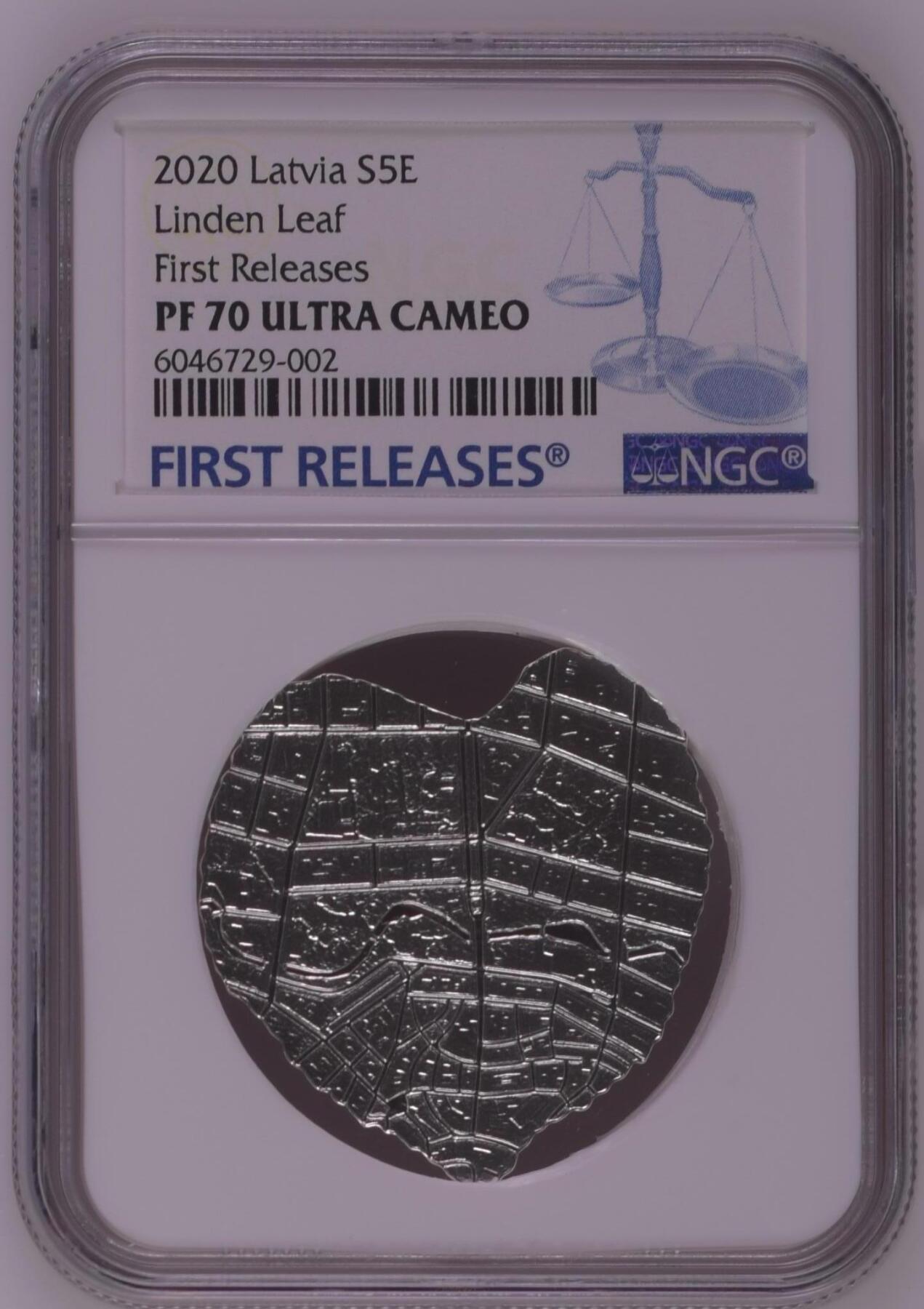 长老汇龙年精选第十四场拍卖 2020 Latvia Linden Leaf First Releases，盒证全，NGC PF70UC