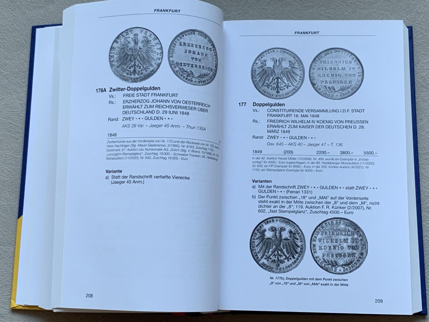 《竞宝斋》第293场- 周日，周一  2场连拍 （全场包邮） 1800-1872 德国银币目录 收藏半泰勒到2泰勒图片 德系钱币核心的必备书 厚达746页 精装本 难得的工具书