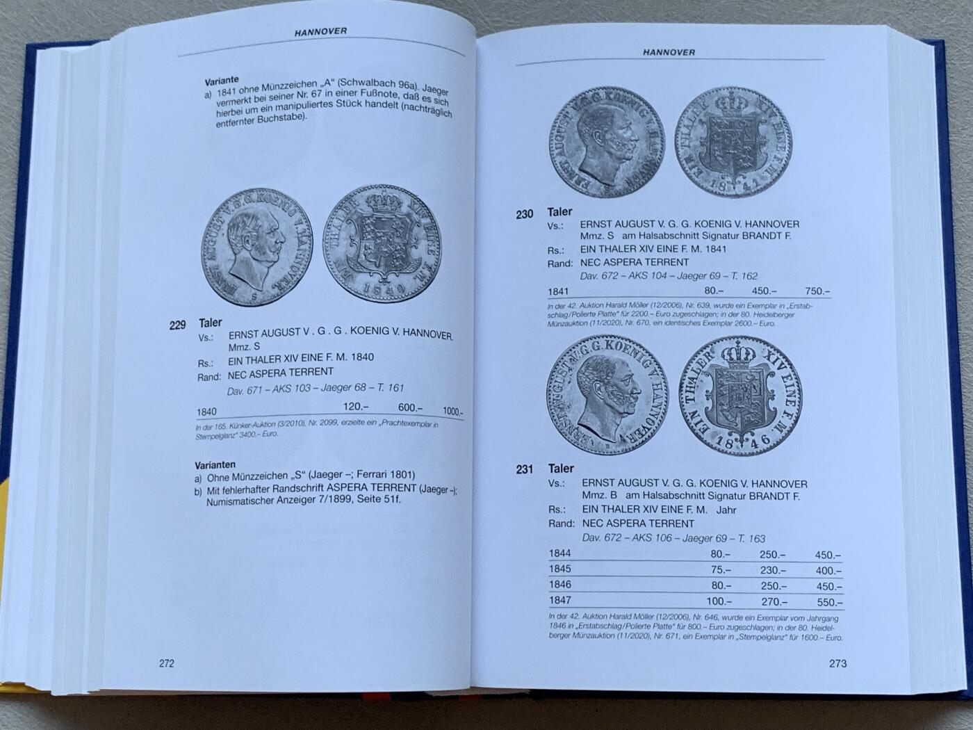 《竞宝斋》第293场- 周日，周一  2场连拍 （全场包邮） 1800-1872 德国银币目录 收藏半泰勒到2泰勒图片 德系钱币核心的必备书 厚达746页 精装本 难得的工具书