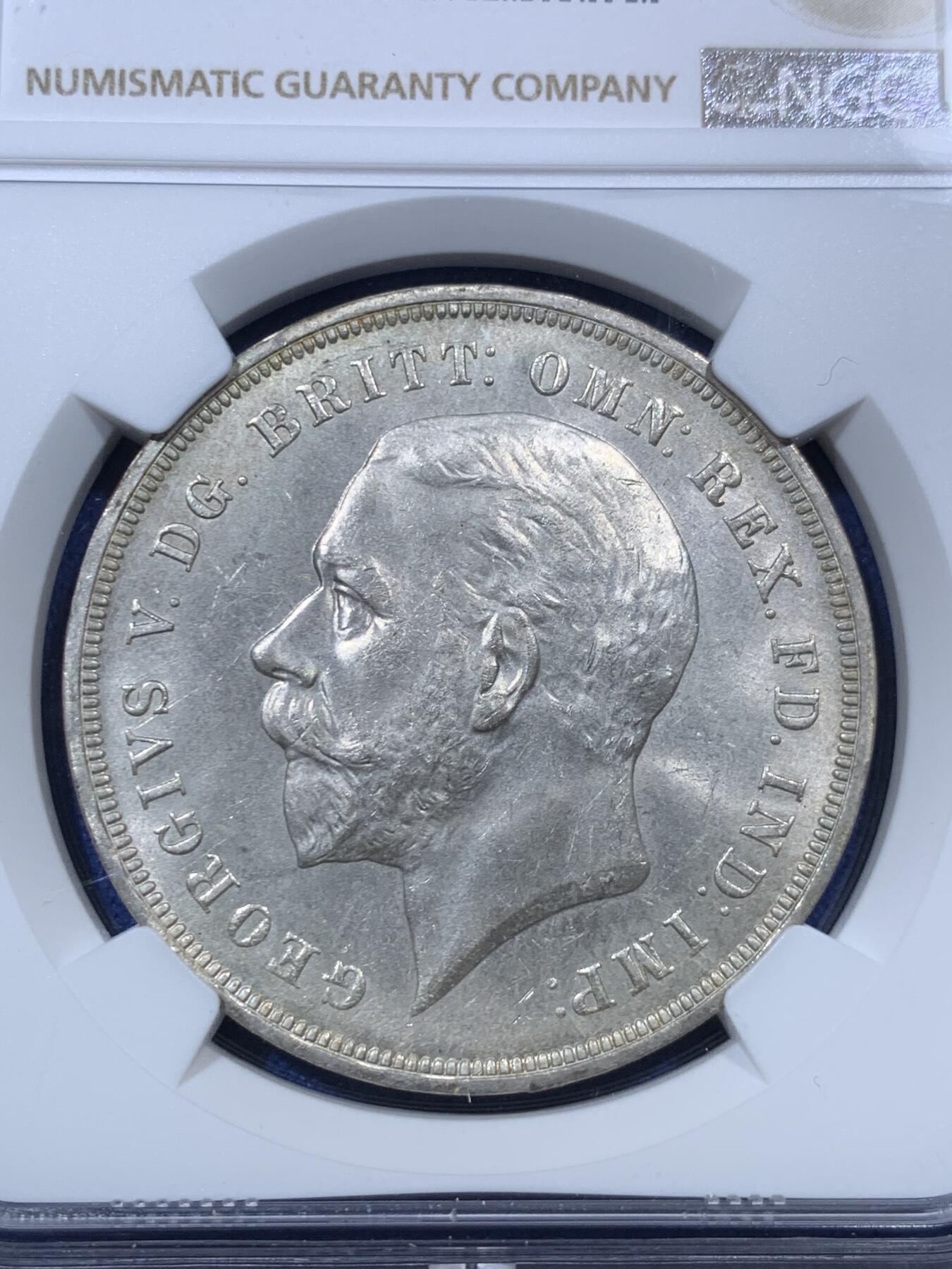 《竞宝斋》第293场- 周日，周一  2场连拍 （全场包邮） NGC MS63 英国1935年乔治五世木马剑1克朗银币