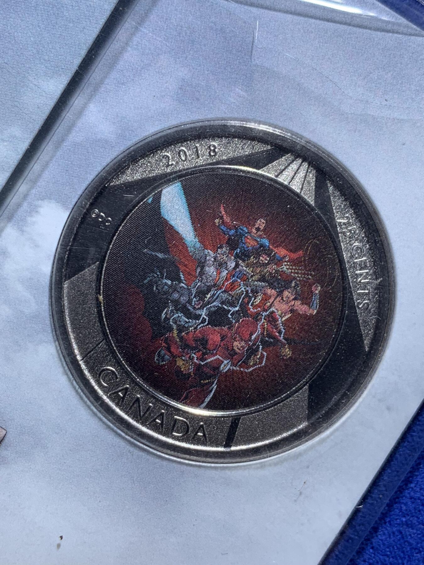 《竞宝斋》第293场- 周日，周一  2场连拍 （全场包邮） 2018加拿大DC卡通人物卡贴及纪念币 原装未开封