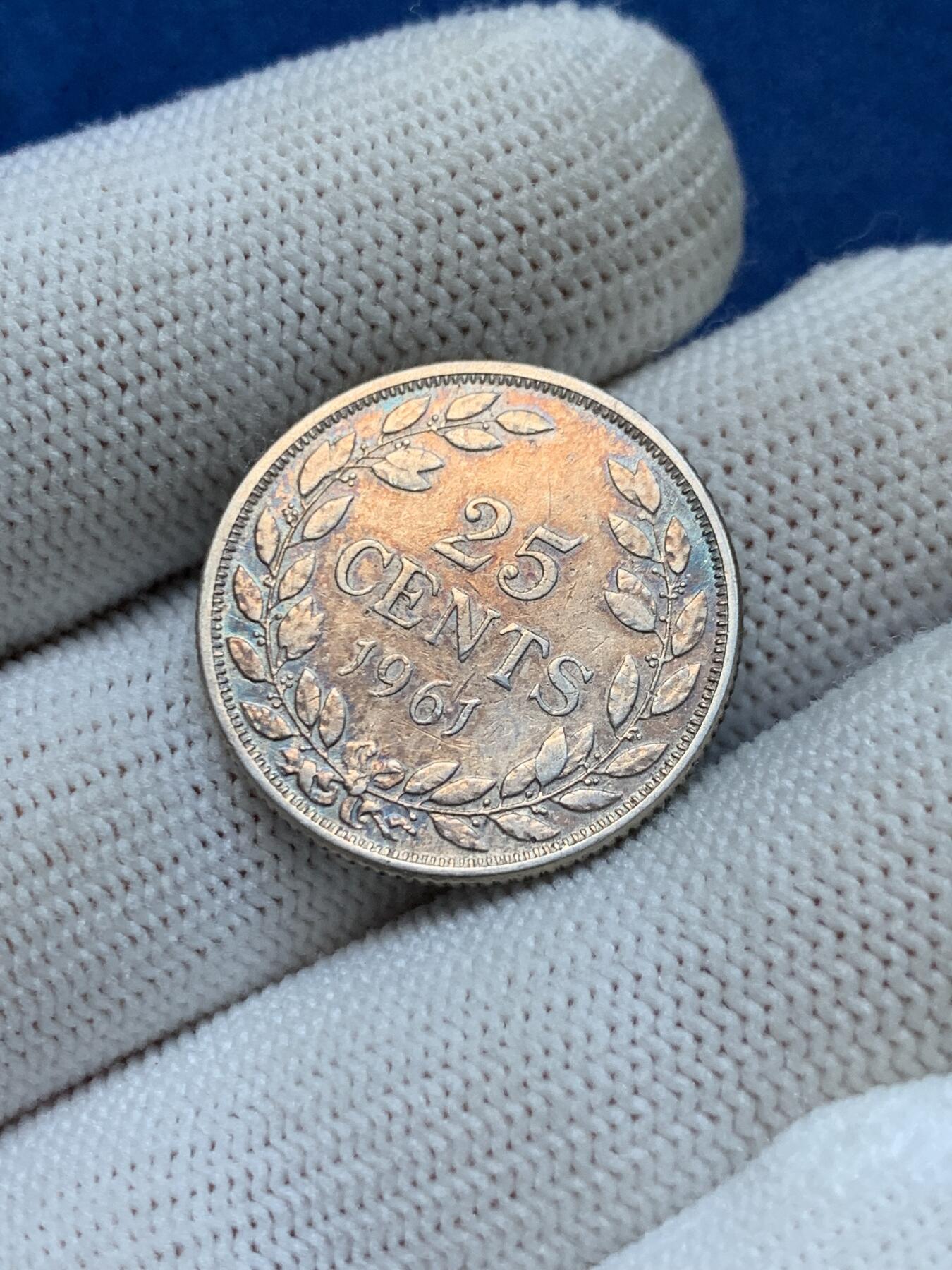 《竞宝斋》第293场- 周日，周一  2场连拍 （全场包邮） 利比里亚1961年25分银币