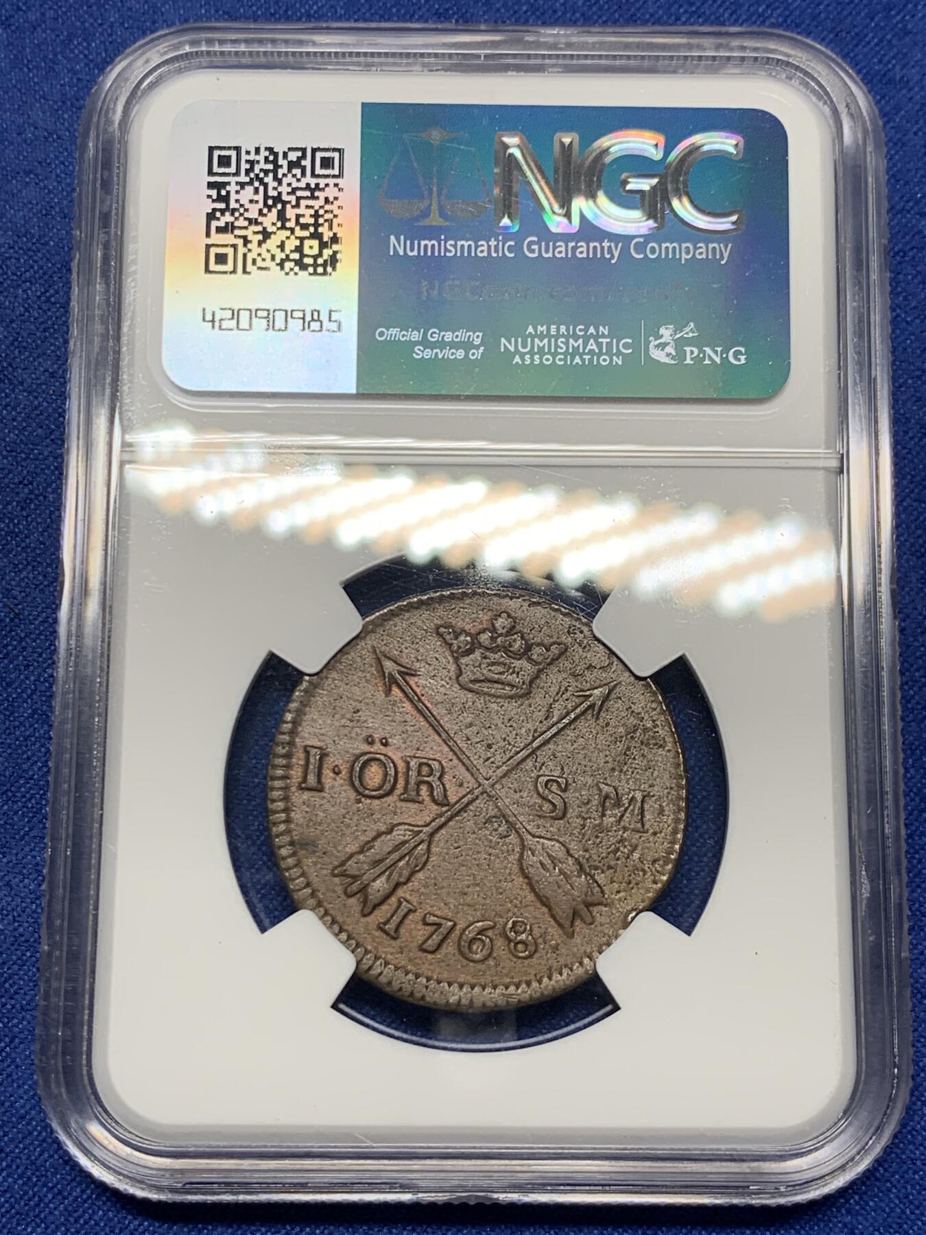 《竞宝斋》第293场- 周日，周一  2场连拍 （全场包邮） NGC AUD 瑞典1768阿道夫·弗雷德里克1O铜币