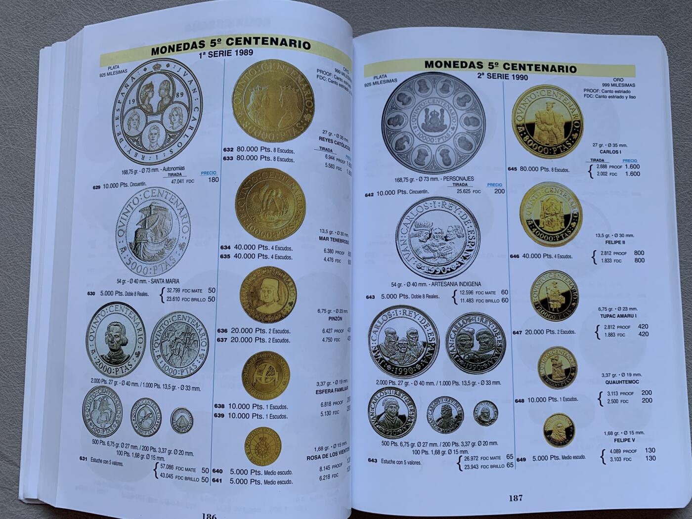 《竞宝斋》第293场- 周日，周一  2场连拍 （全场包邮） 西班牙 钱币全彩色目录 2023年 包括西班牙本土、属地、纸币和现代币 非常齐全 500多页