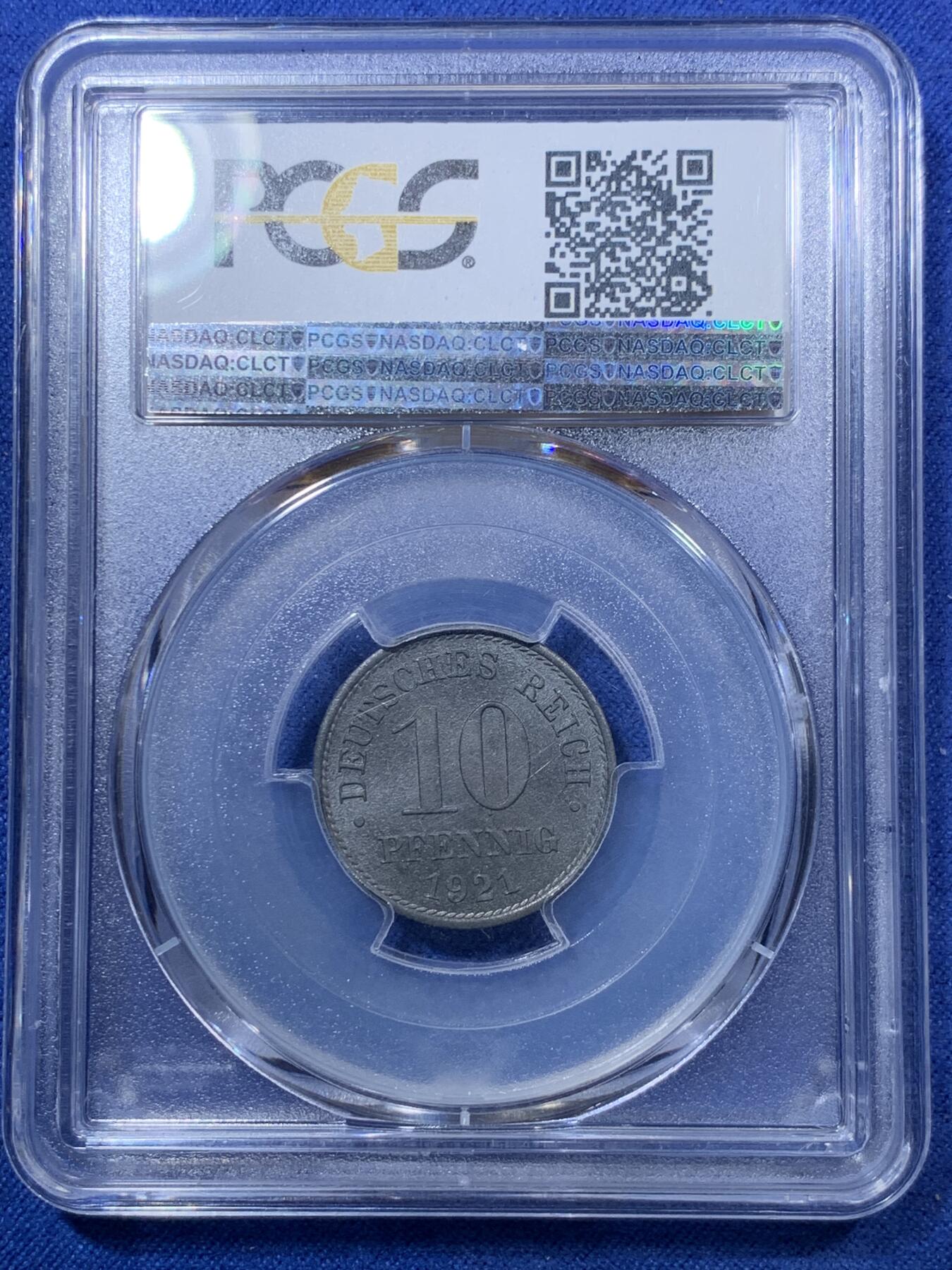 《竞宝斋》第293场- 周日，周一  2场连拍 （全场包邮） PCGS MS66 1921年德国10芬尼 无与伦比的顶级分数，往上仅一枚67分。帝国末期名誉品种，2019年1月eBay63分成交价100美元