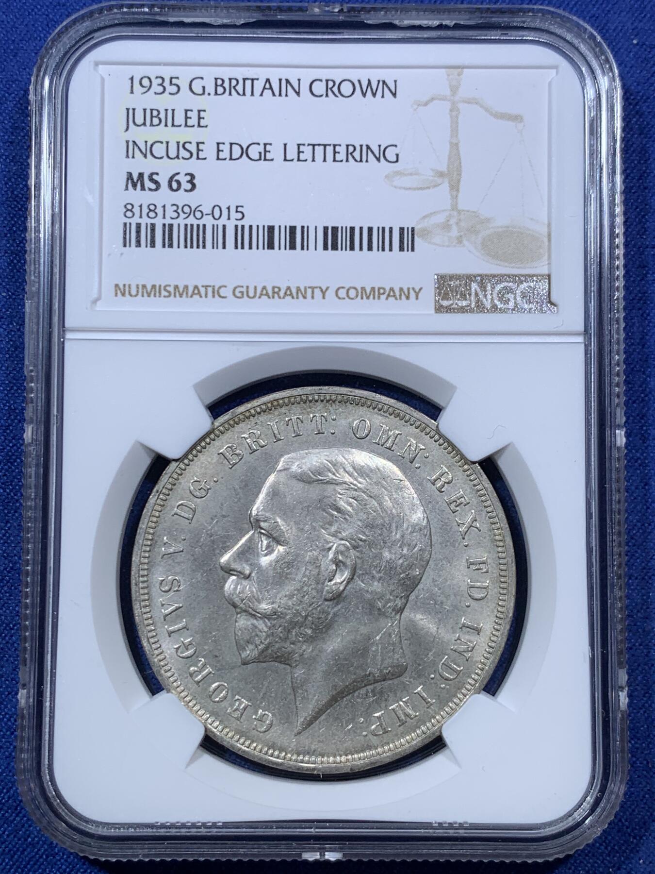 《竞宝斋》第293场- 周日，周一  2场连拍 （全场包邮） NGC MS63 英国1935年乔治五世木马剑1克朗银币