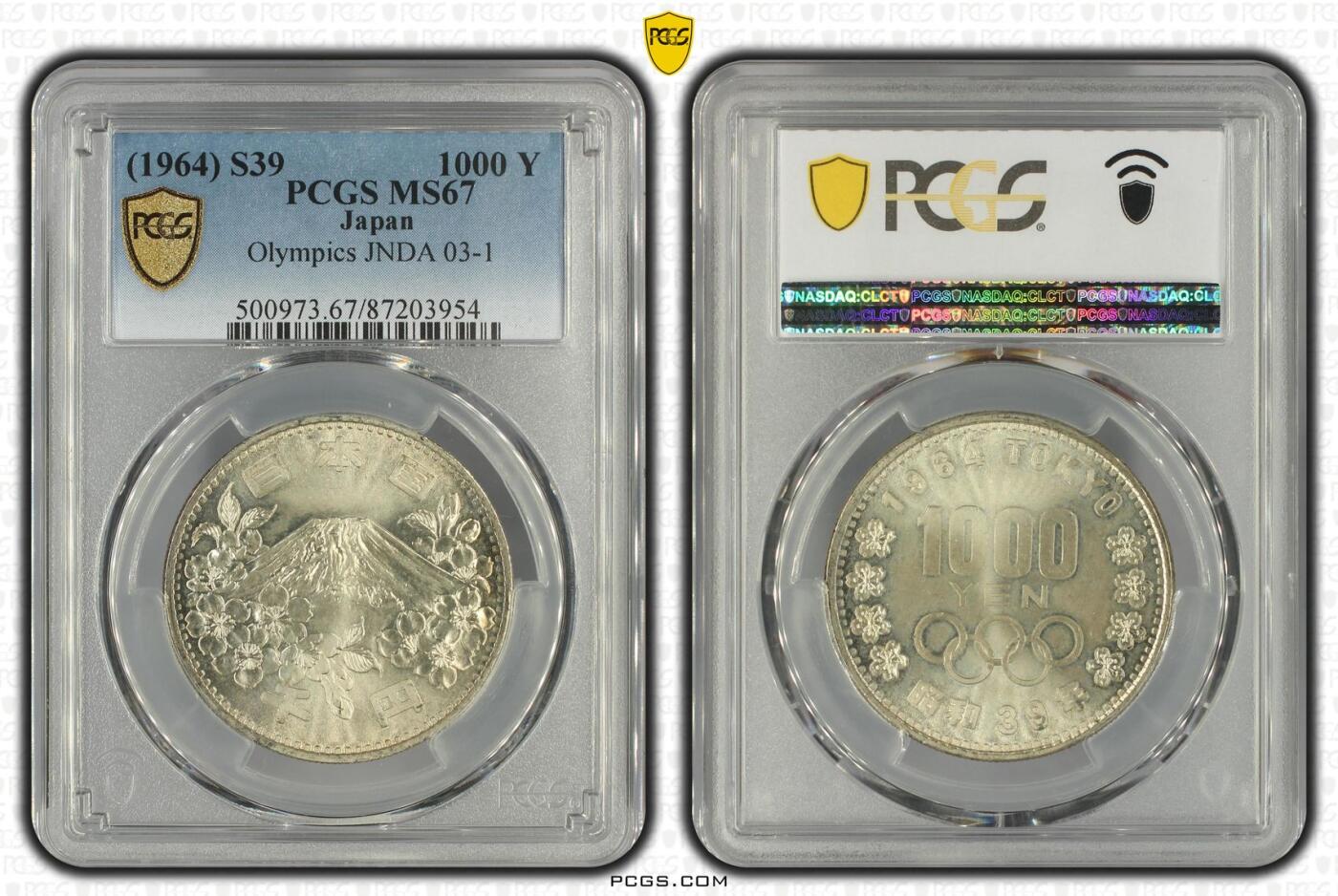 长老汇龙年精选第十四场拍卖 (1964) S39 1000 Y Olympics JNDA 03-1，PCGS MS67