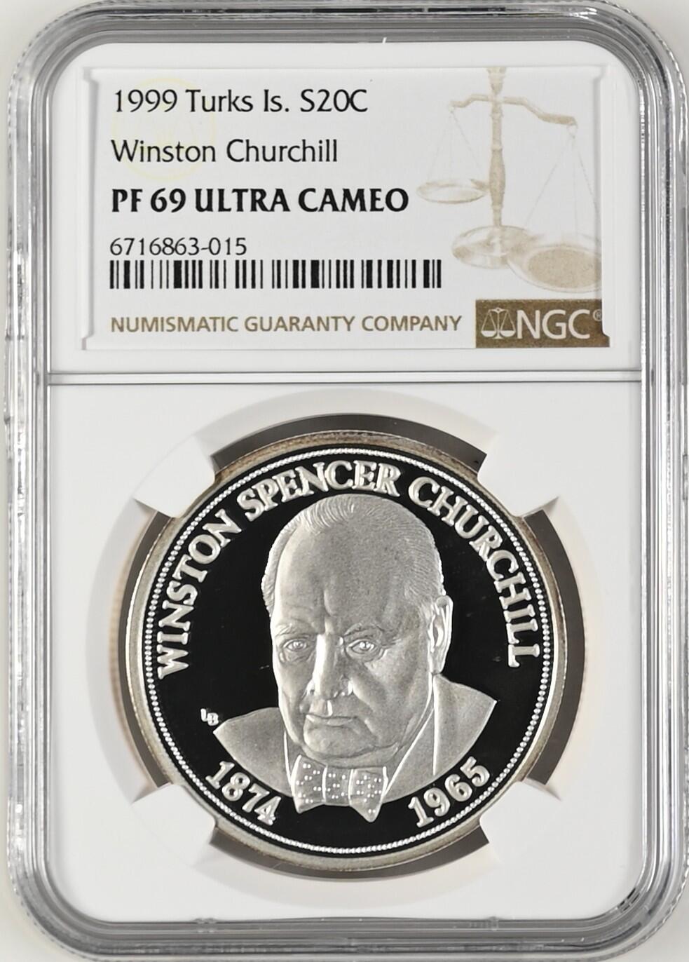 长老汇龙年精选第十四场拍卖 1999 Turks Is. Winston Churchill，NGC PF69UC