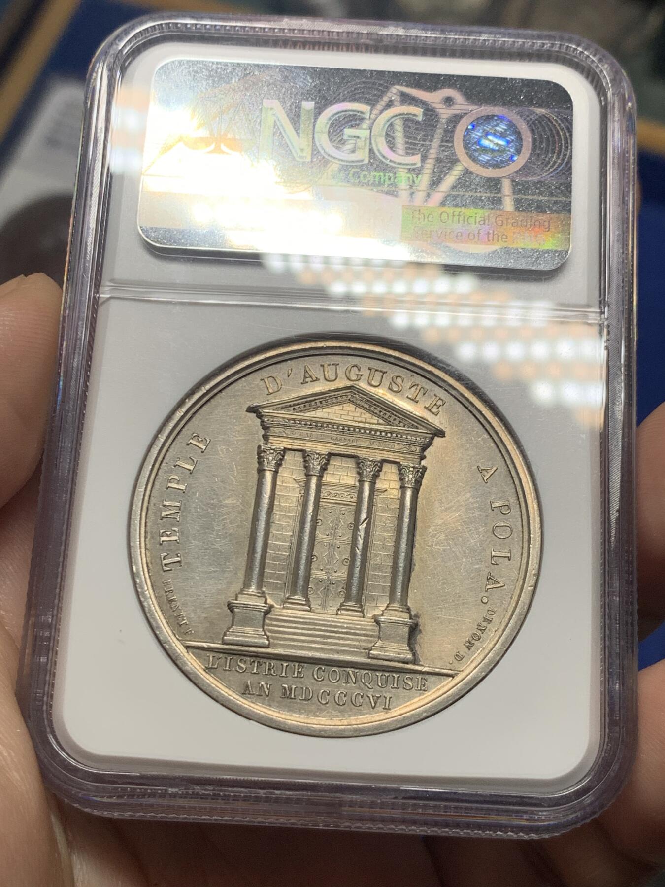 《竞宝斋》第293场- 周日，周一  2场连拍 （全场包邮） NGC UNCD 法国1806年拿破仑原铸银章 极少见的品种，品相很不错，原铸少见