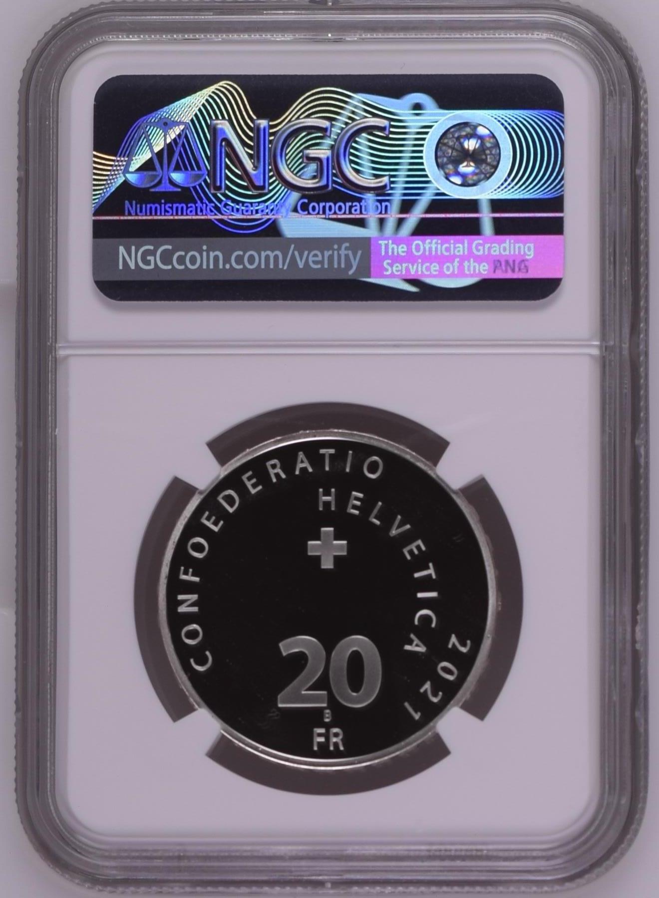 长老汇龙年精选第十四场拍卖 2021B Switzerlnd The Bridge of Life Illusion，盒证全，NGC PF69UC