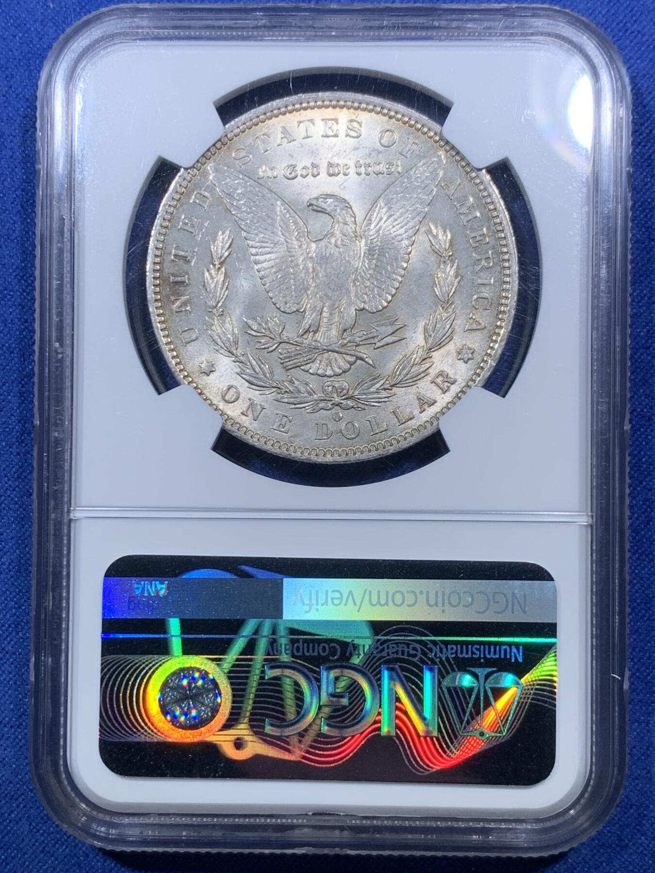《竞宝斋》第293场- 周日，周一  2场连拍 （全场包邮） NGC MS64 美国 1885年O版 摩根1美元 淡黄油彩均匀包浆