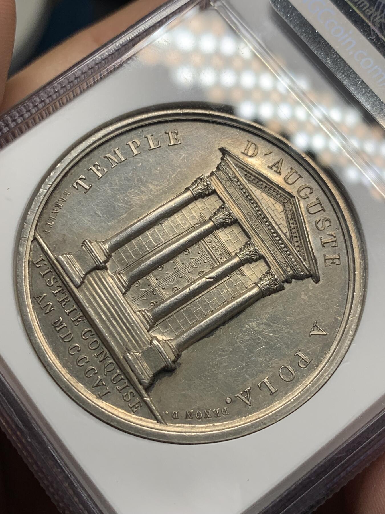 《竞宝斋》第293场- 周日，周一  2场连拍 （全场包邮） NGC UNCD 法国1806年拿破仑原铸银章 极少见的品种，品相很不错，原铸少见