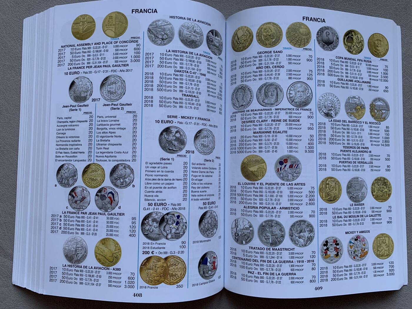 《竞宝斋》第293场- 周日，周一  2场连拍 （全场包邮） 西班牙 钱币全彩色目录 2023年 包括西班牙本土、属地、纸币和现代币 非常齐全 500多页