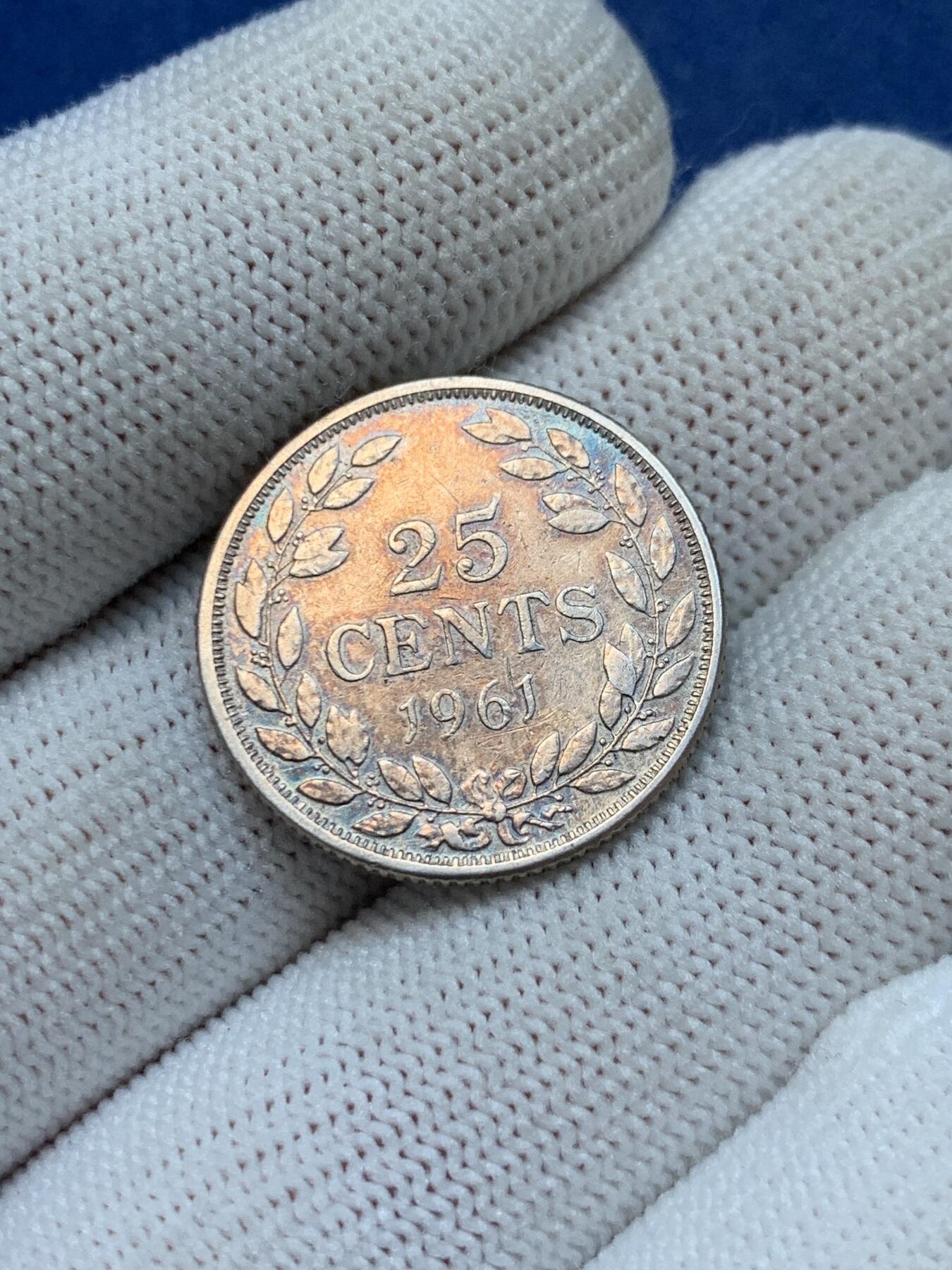 《竞宝斋》第293场- 周日，周一  2场连拍 （全场包邮） 利比里亚1961年25分银币