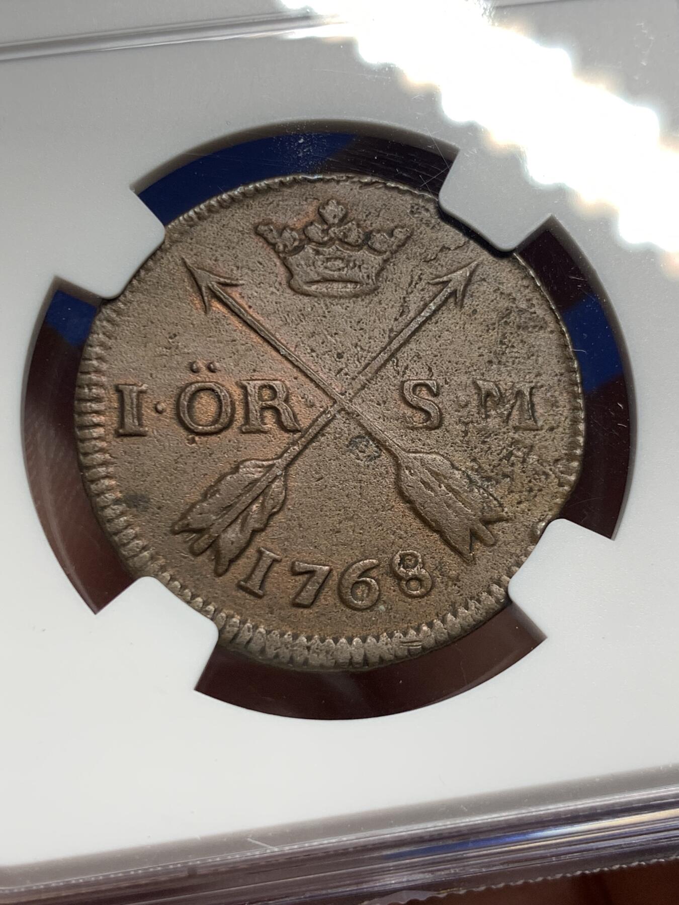 《竞宝斋》第293场- 周日，周一  2场连拍 （全场包邮） NGC AUD 瑞典1768阿道夫·弗雷德里克1O铜币