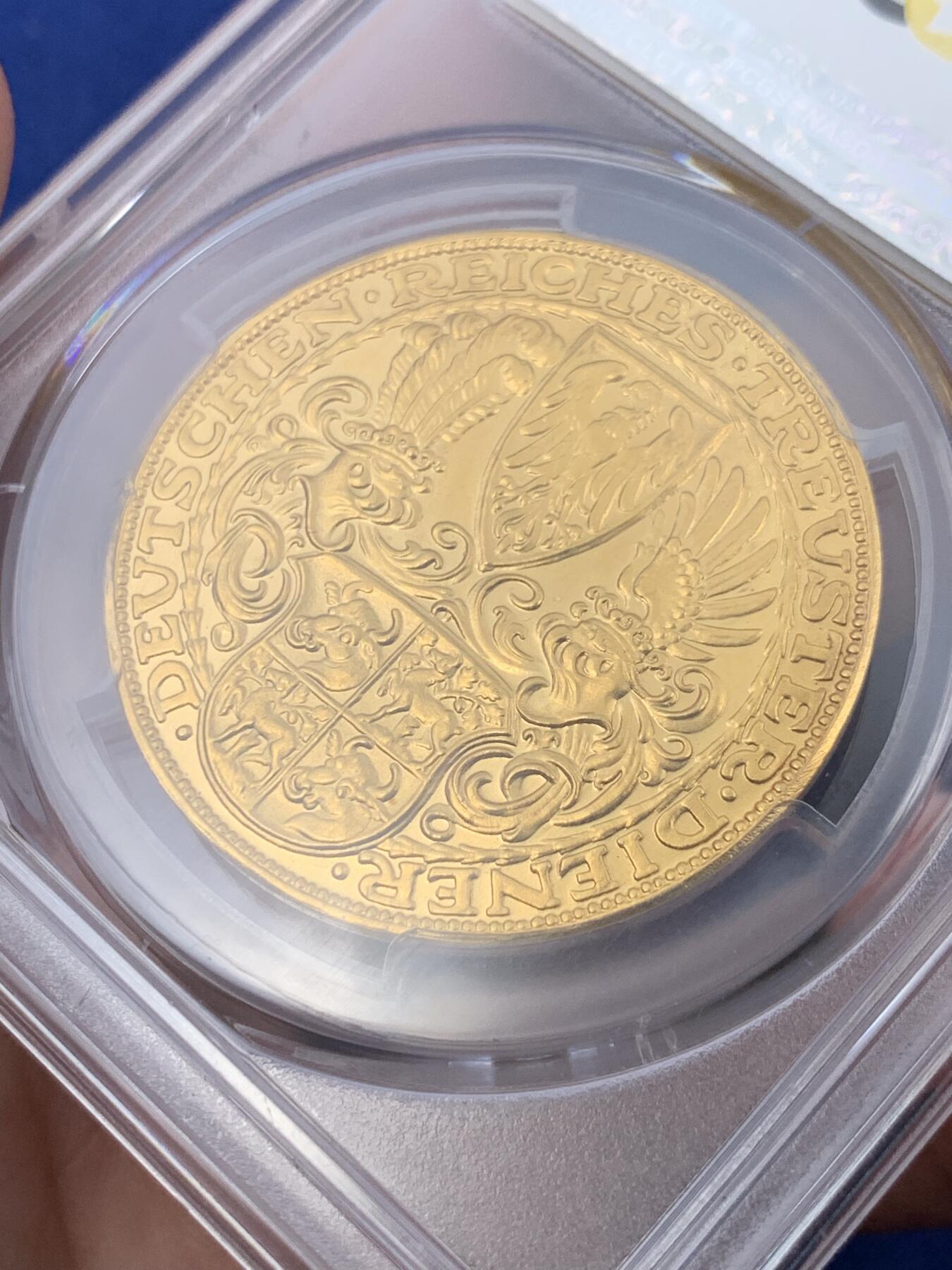 《竞宝斋》第293场- 周日，周一  2场连拍 （全场包邮） PCGS SP63 德国魏玛兴登堡5马克金质样币 sp63收藏级别 状态极佳