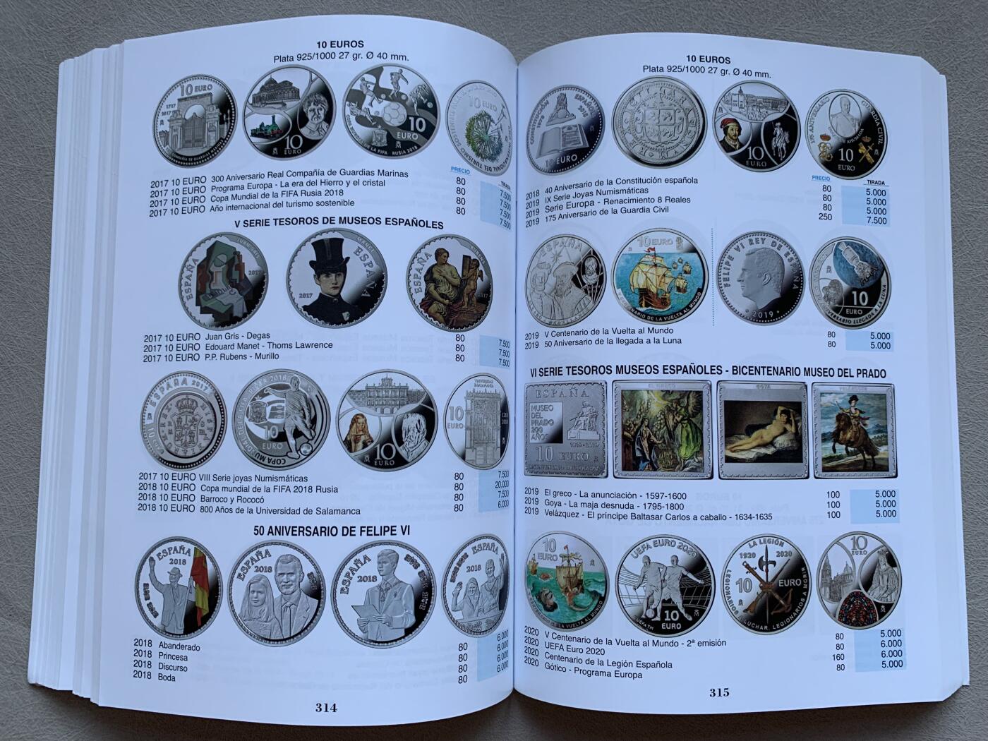 《竞宝斋》第293场- 周日，周一  2场连拍 （全场包邮） 西班牙 钱币全彩色目录 2023年 包括西班牙本土、属地、纸币和现代币 非常齐全 500多页