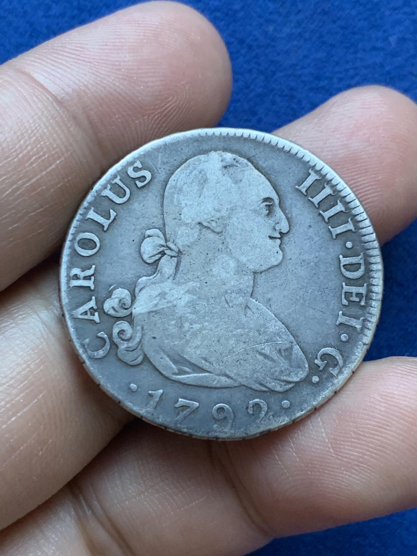 《竞宝斋》第293场- 周日，周一  2场连拍 （全场包邮） 西班牙 1792年 卡洛斯四世 本土 4里亚尔银币 老包浆