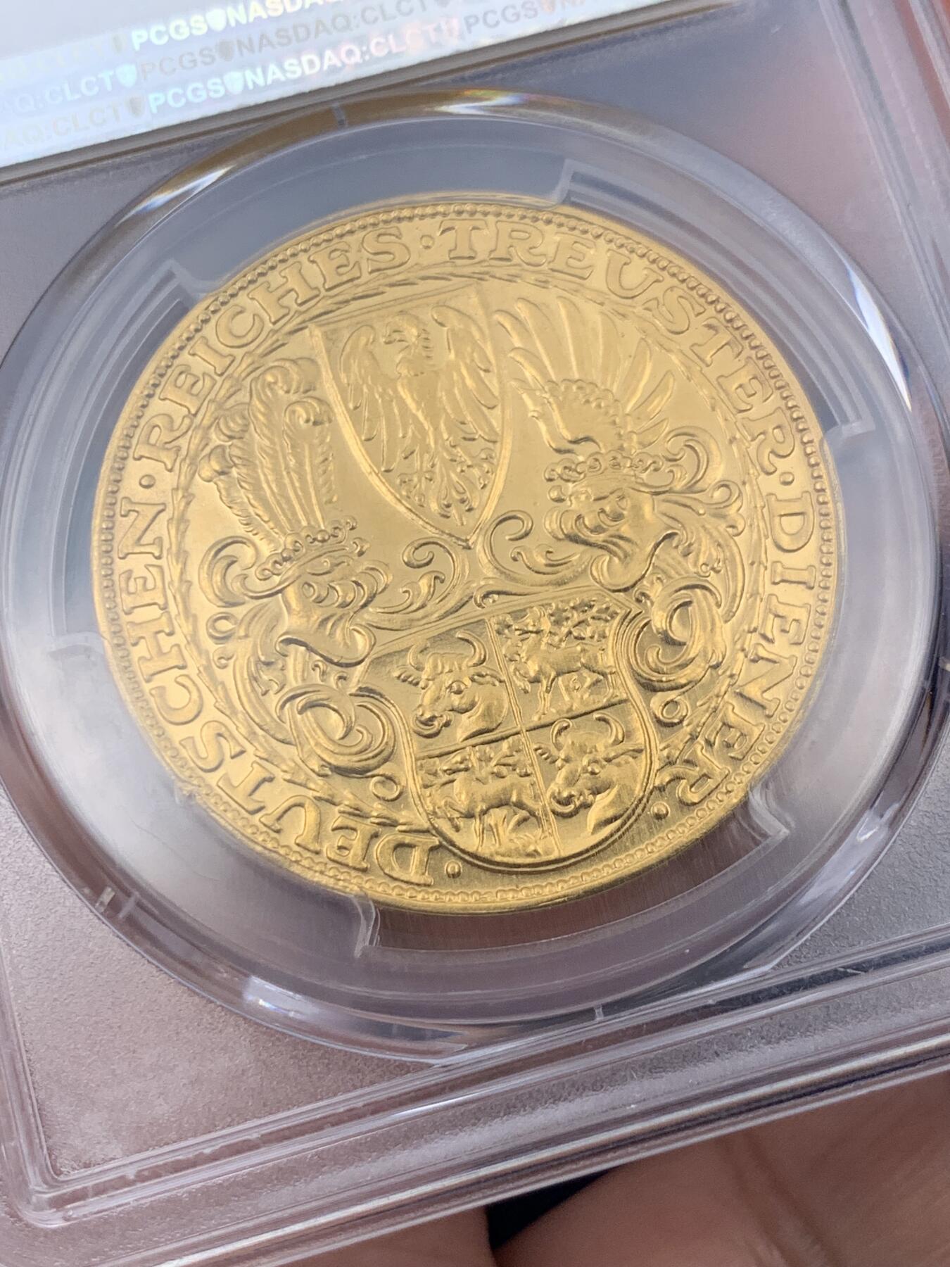 《竞宝斋》第293场- 周日，周一  2场连拍 （全场包邮） PCGS SP63 德国魏玛兴登堡5马克金质样币 sp63收藏级别 状态极佳