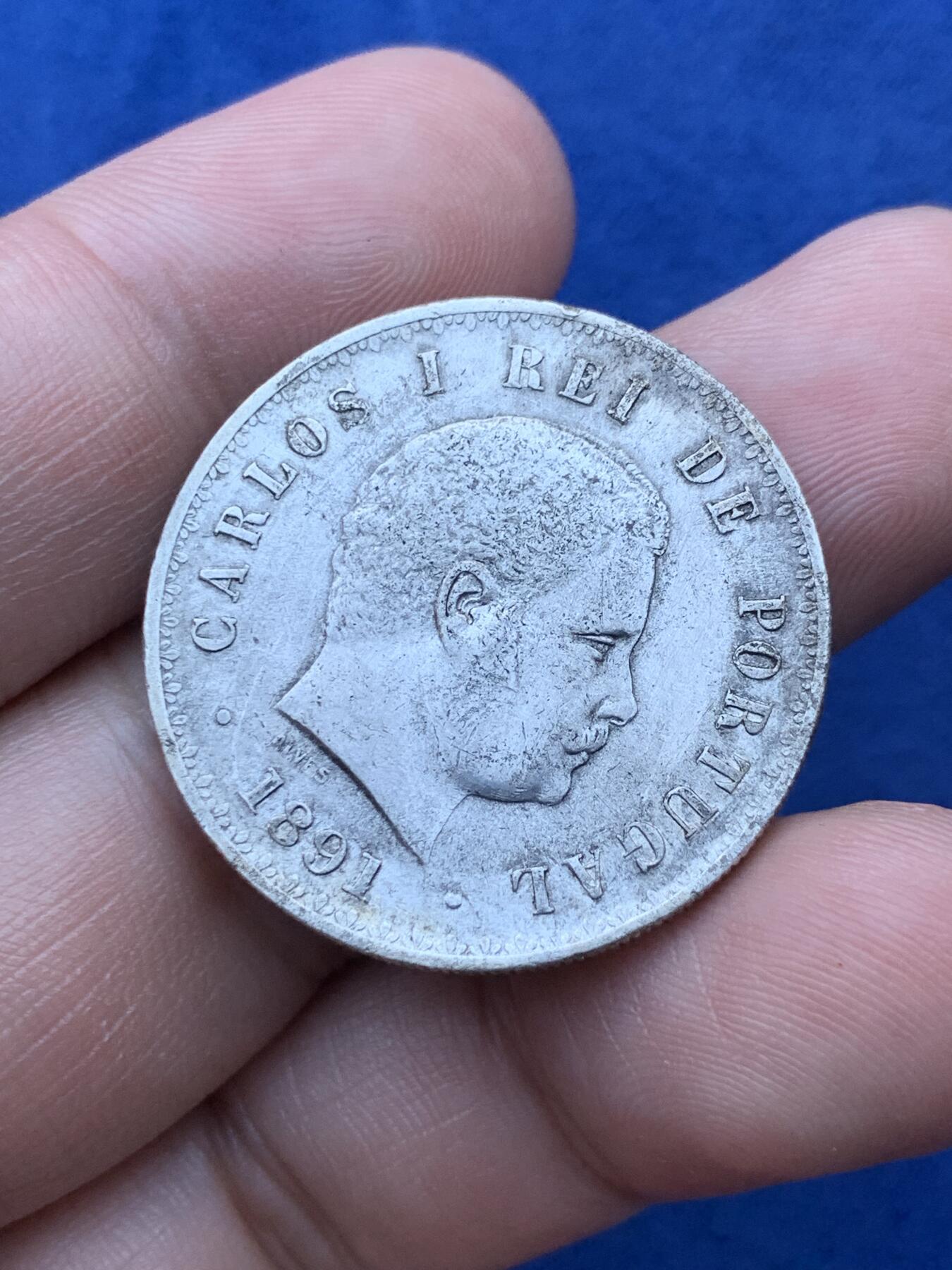 《竞宝斋》第293场- 周日，周一  2场连拍 （全场包邮） 葡萄牙1891年卡洛斯一世500瑞斯银币