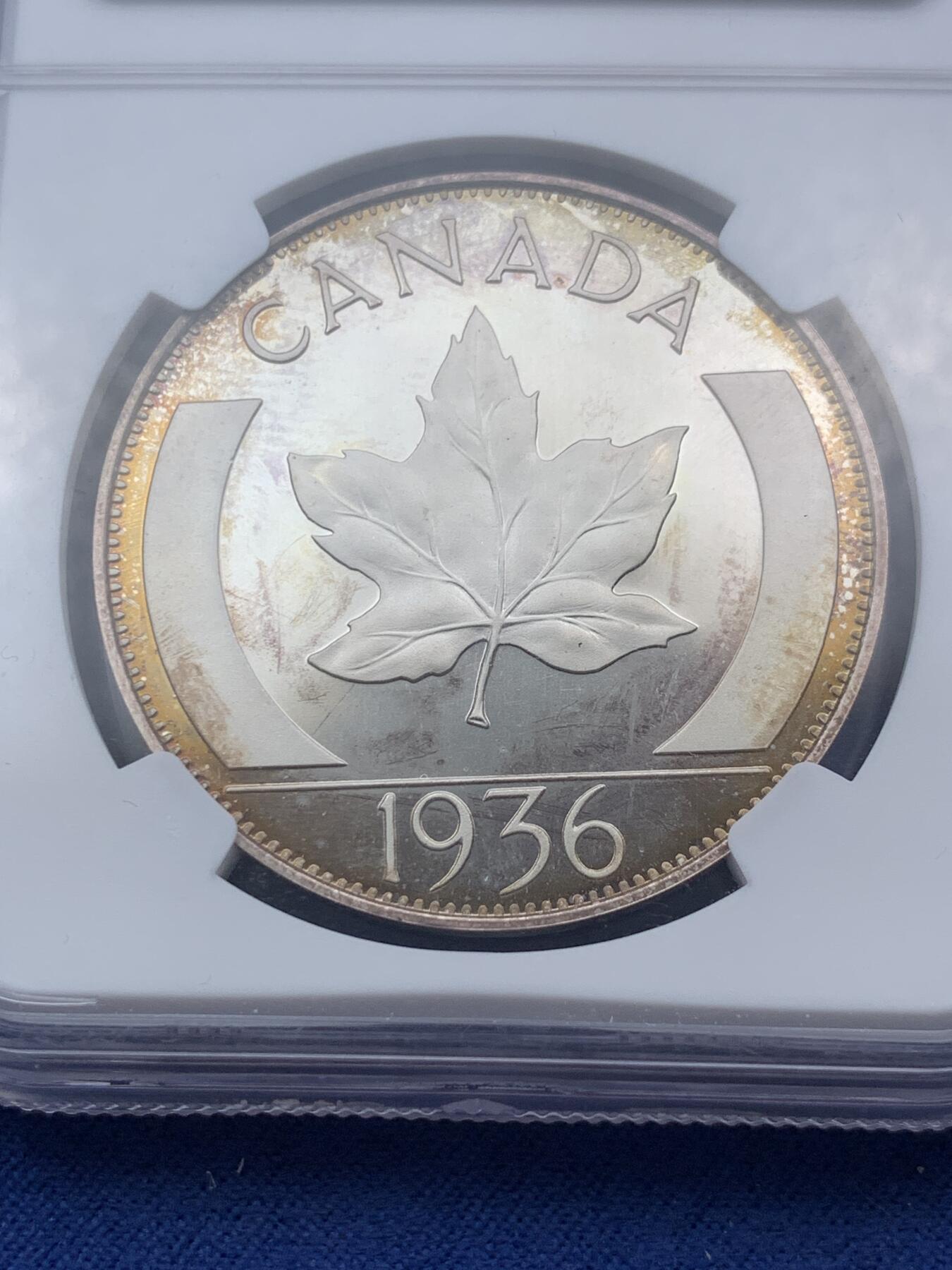 《竞宝斋》第293场- 周日，周一  2场连拍 （全场包邮） NGC PF67UC 后铸加拿大1936爱德华八世 银质1克朗 NGC冠军分 币面的镜面感和凝霜感都非常完美