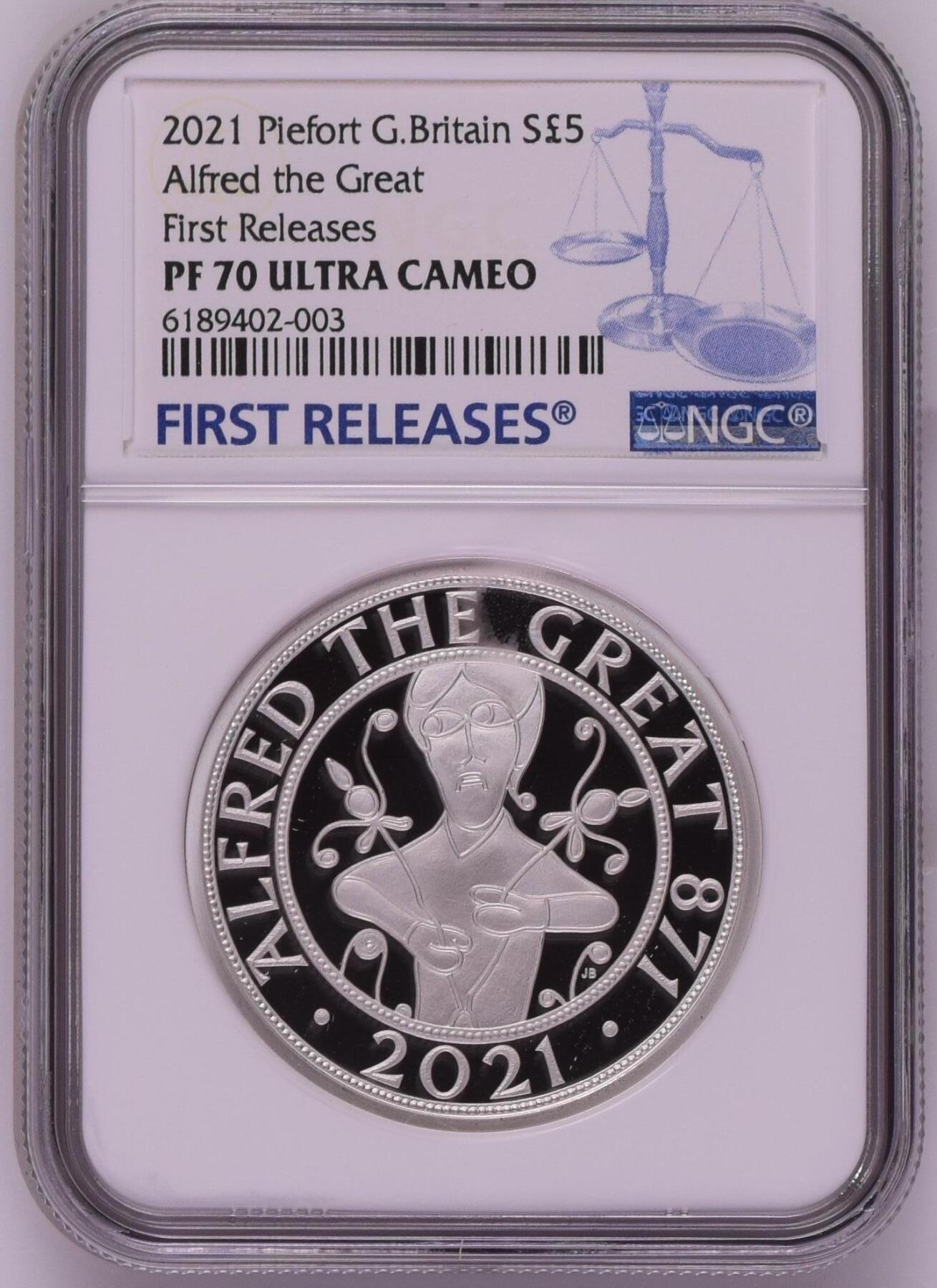 长老汇龙年精选第十四场拍卖 2021 Piefort G.Britain Alfred the Great First Releases，盒证全，NGC PF70UC
