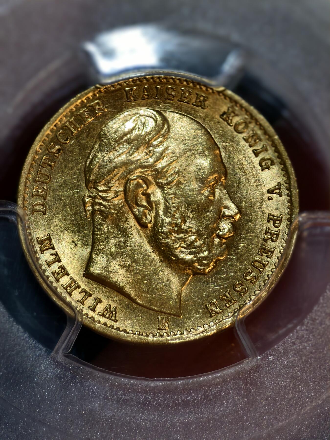 PCGS-MS63德国1873年普鲁士威廉一世10马克金币