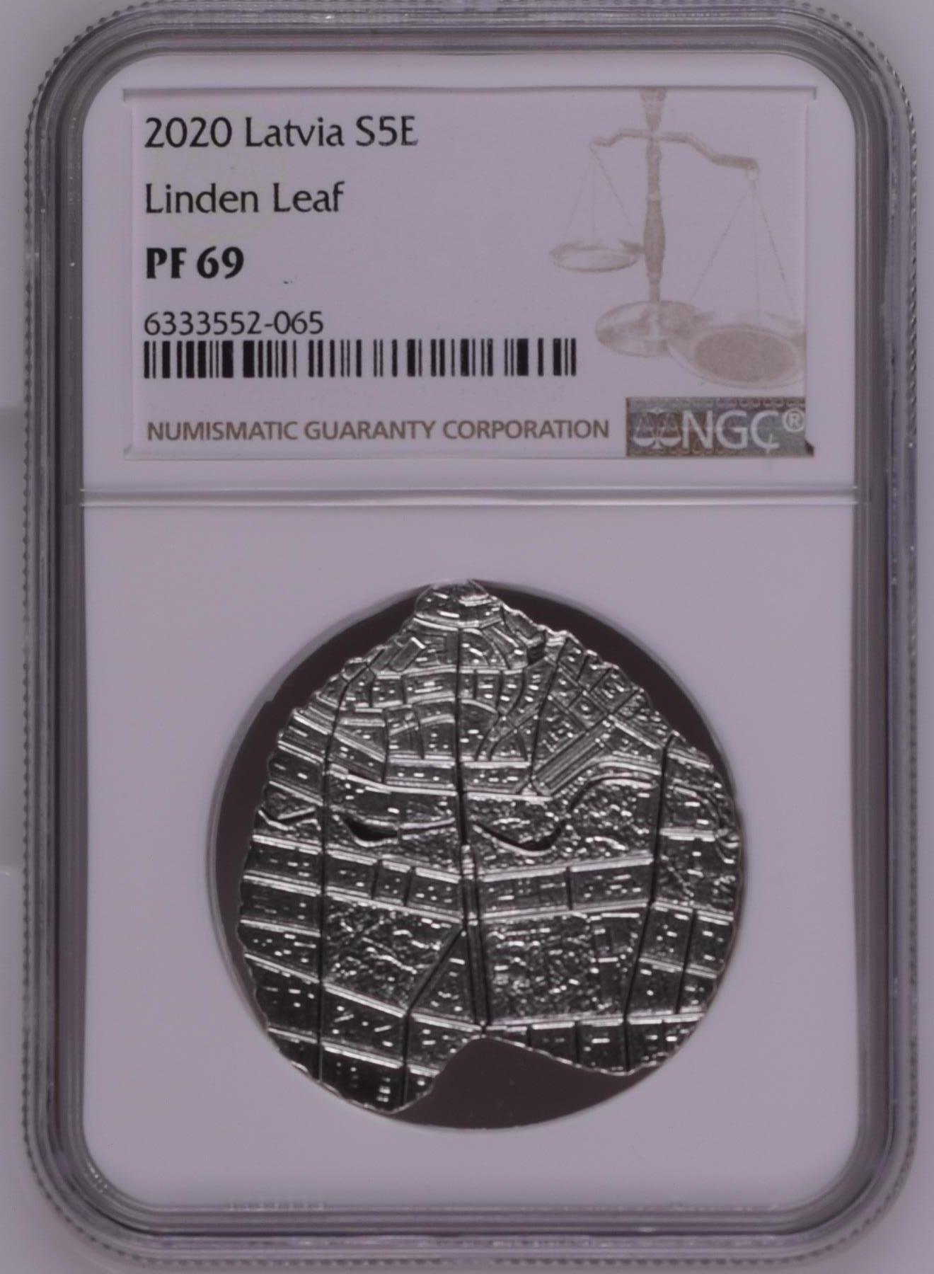 长老汇龙年精选第十四场拍卖 2020 Latvia Linden Leaf，盒证全，NGC PF69UC