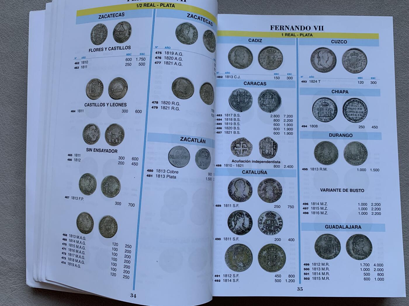 《竞宝斋》第293场- 周日，周一  2场连拍 （全场包邮） 西班牙 钱币全彩色目录 2023年 包括西班牙本土、属地、纸币和现代币 非常齐全 500多页