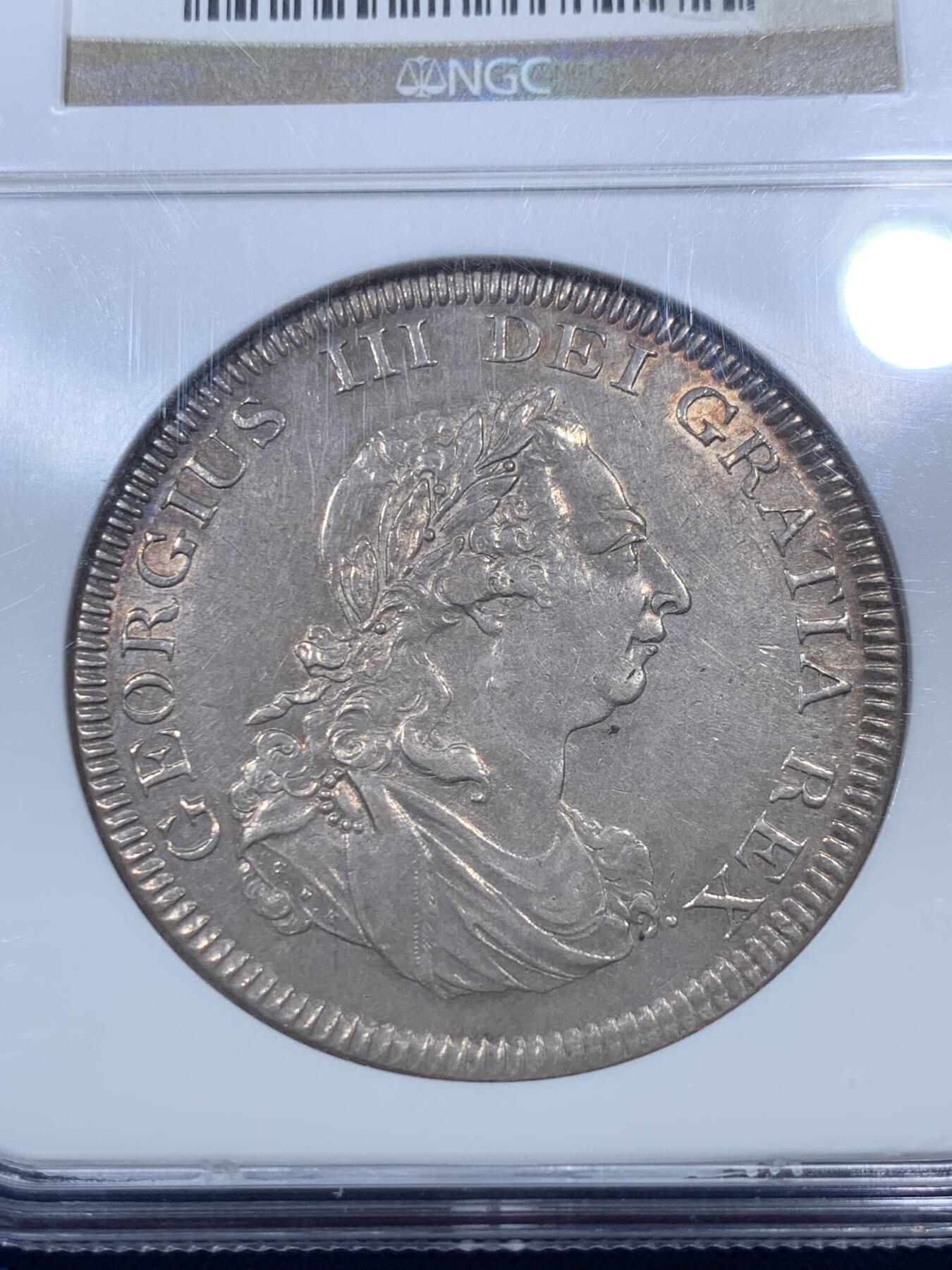 《竞宝斋》第293场- 周日，周一  2场连拍 （全场包邮） NGC AU55 英国 1804年 英格兰银行5先令银币 （老标严格略有低评分，包浆匀称状态好，性价比之选）