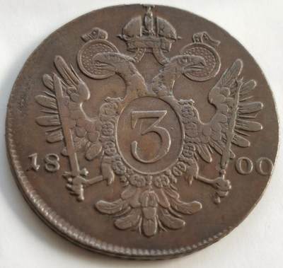 老藏家专场- 奥匈帝国、保加利亚、罗马尼亚等20240802场次（中拍皆有赠品），每周两拍，可寄存，周日统一发货 - 神圣罗马帝国1800年3克列桑老铜币