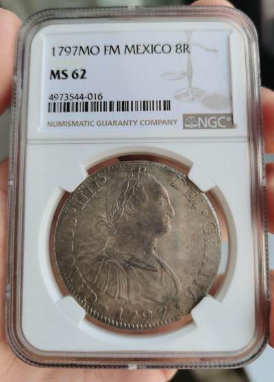 欧美回流精选 - NGC MS62 1797年西属墨西哥MO版卡洛斯四世双柱8R